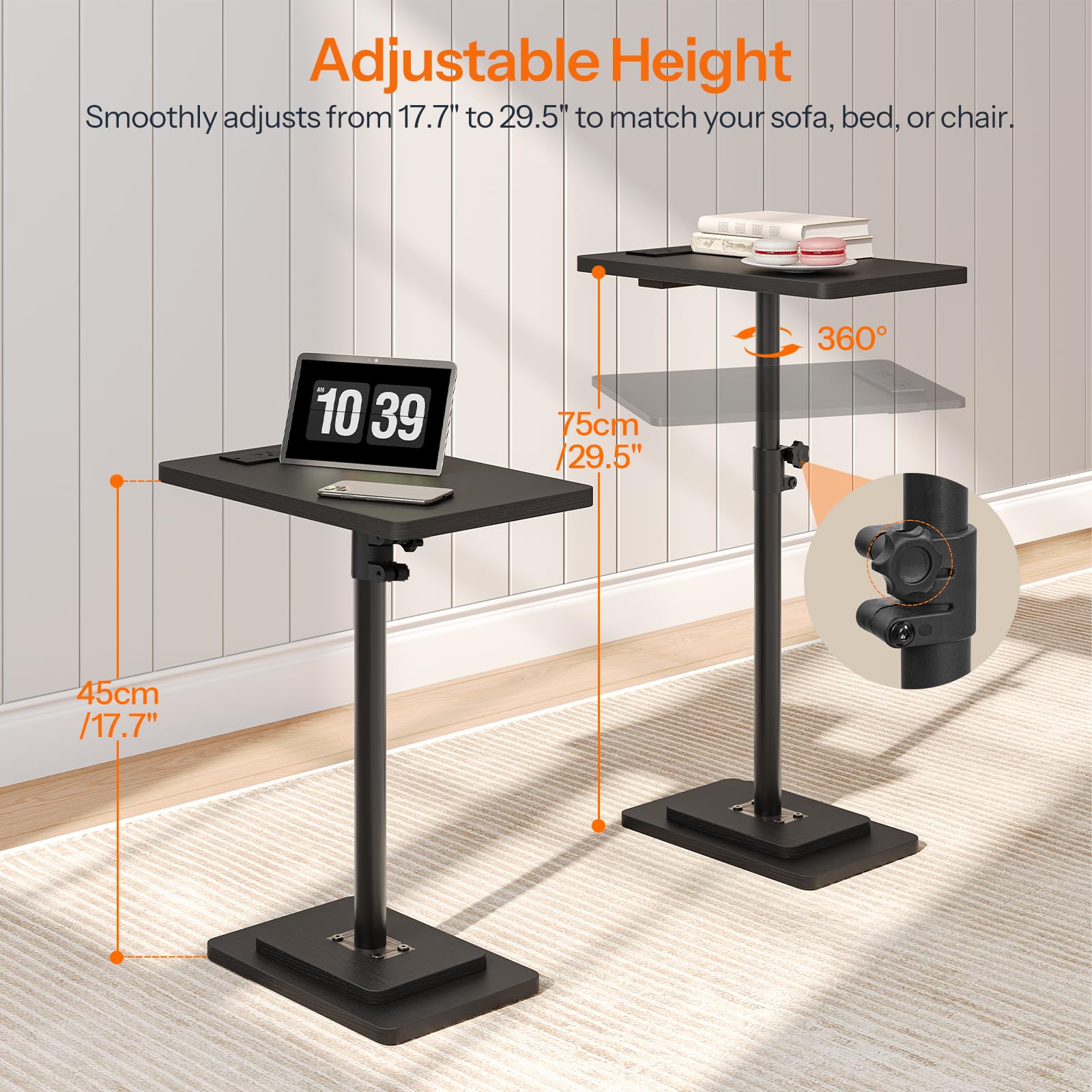 hoobro-bb425ubz01-table-d-appoint-noire-hauteur-r-glable-prise image 4