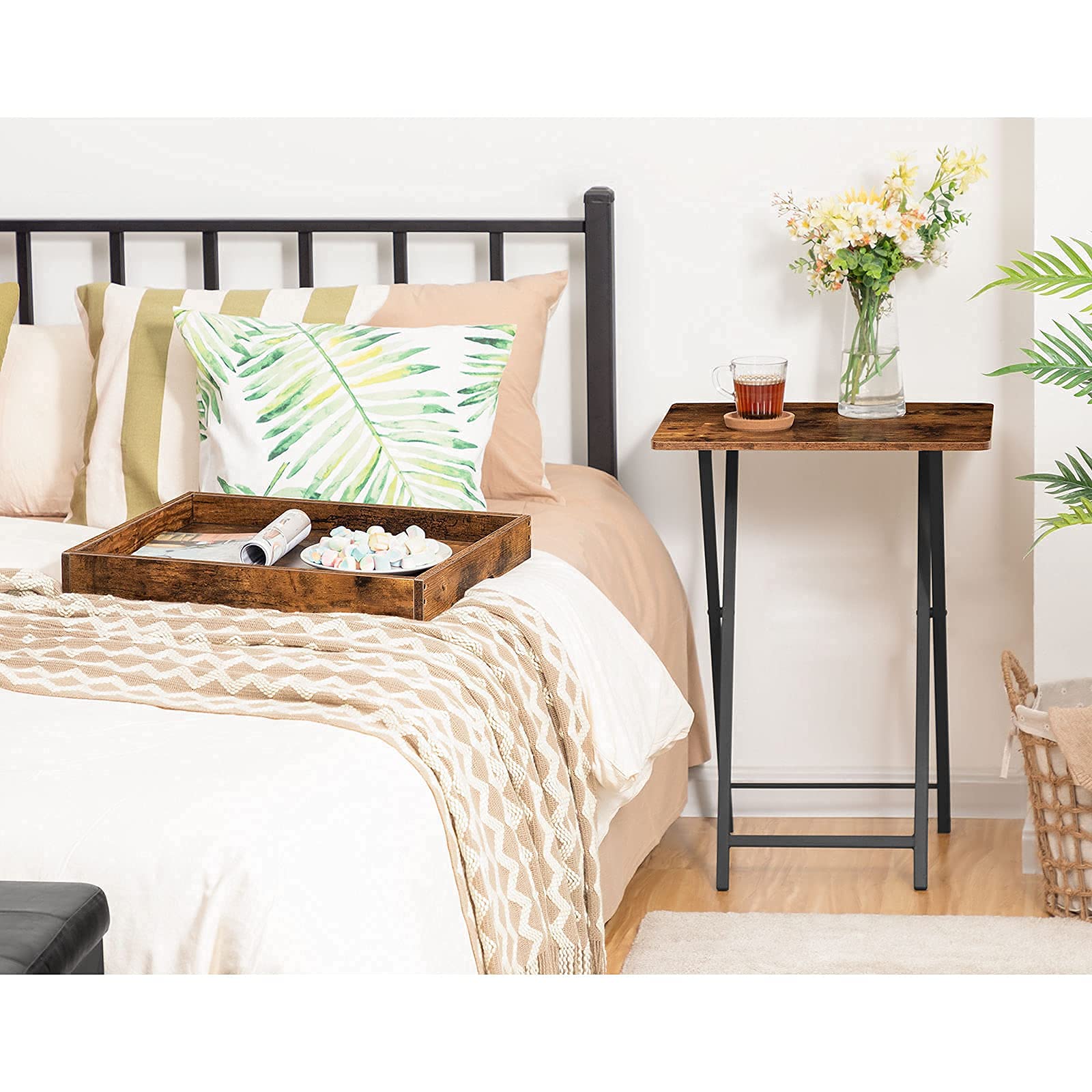 hoobro-tv-tray-tables-table-d-appoint-marron-plateau-amovible image 4