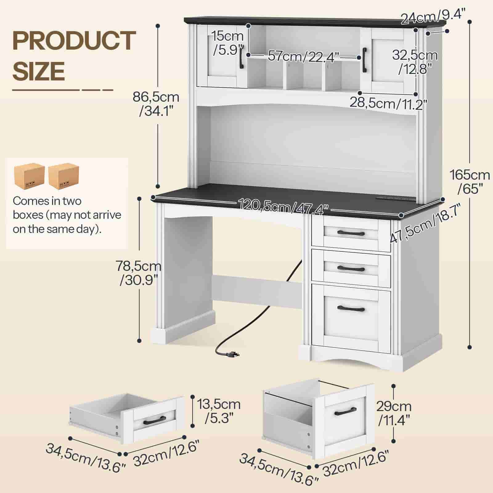 hoobro-bureau-farmhouse-blanc-avec-hutch-led-et-prises image 3