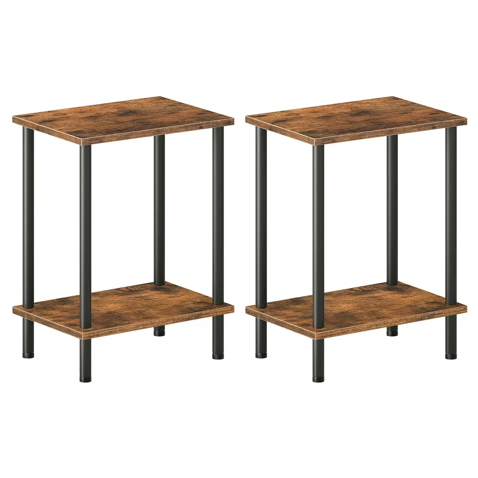 hoobro-side-tables-table-chevet-2-niveaux-marron-bf09bz01 image 1