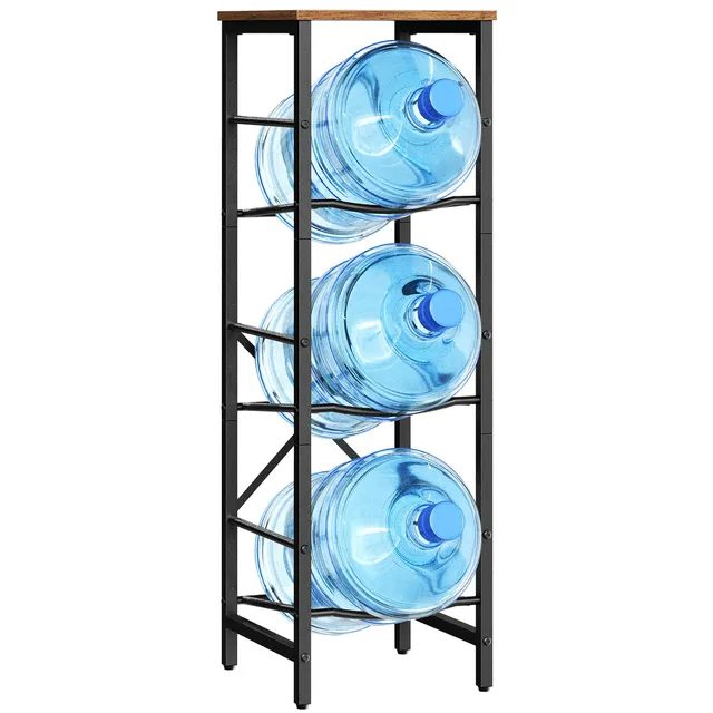 hoobro-rack-porte-bouteille-3-niveaux-marron-5-gallons-bois-m-tal image 1