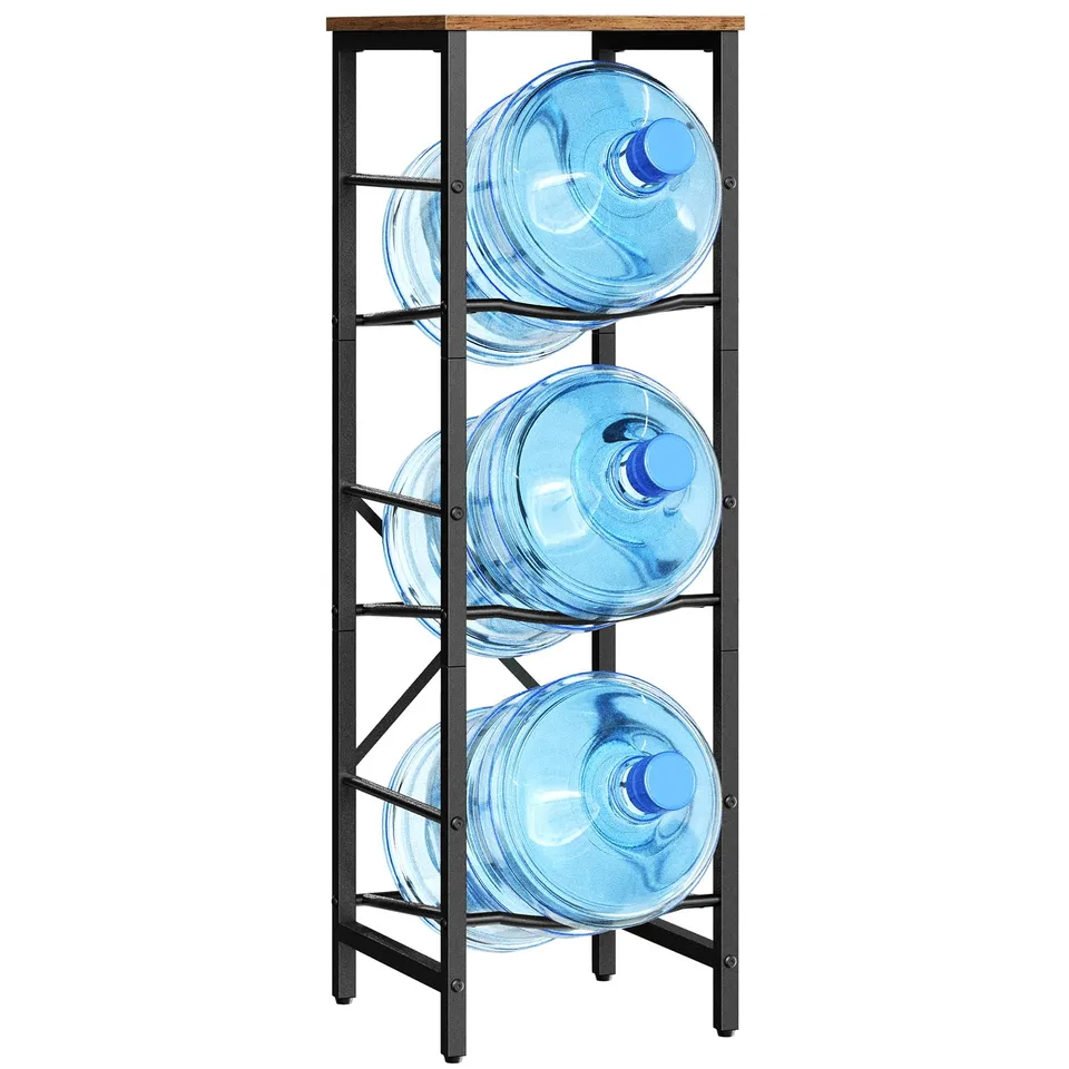 hoobro-rack-porte-bouteille-3-niveaux-marron-5-gallons-bois-m-tal image 1