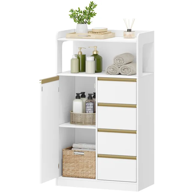 hexcelen-meubles-de-salle-de-bain-armoire-blanche-30x60x110-4-tiroirs image 1