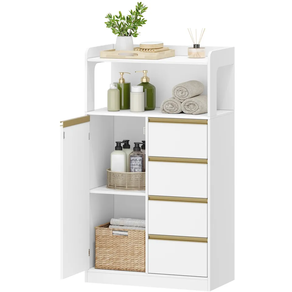 hexcelen-meubles-de-salle-de-bain-armoire-blanche-30x60x110-4-tiroirs image 1