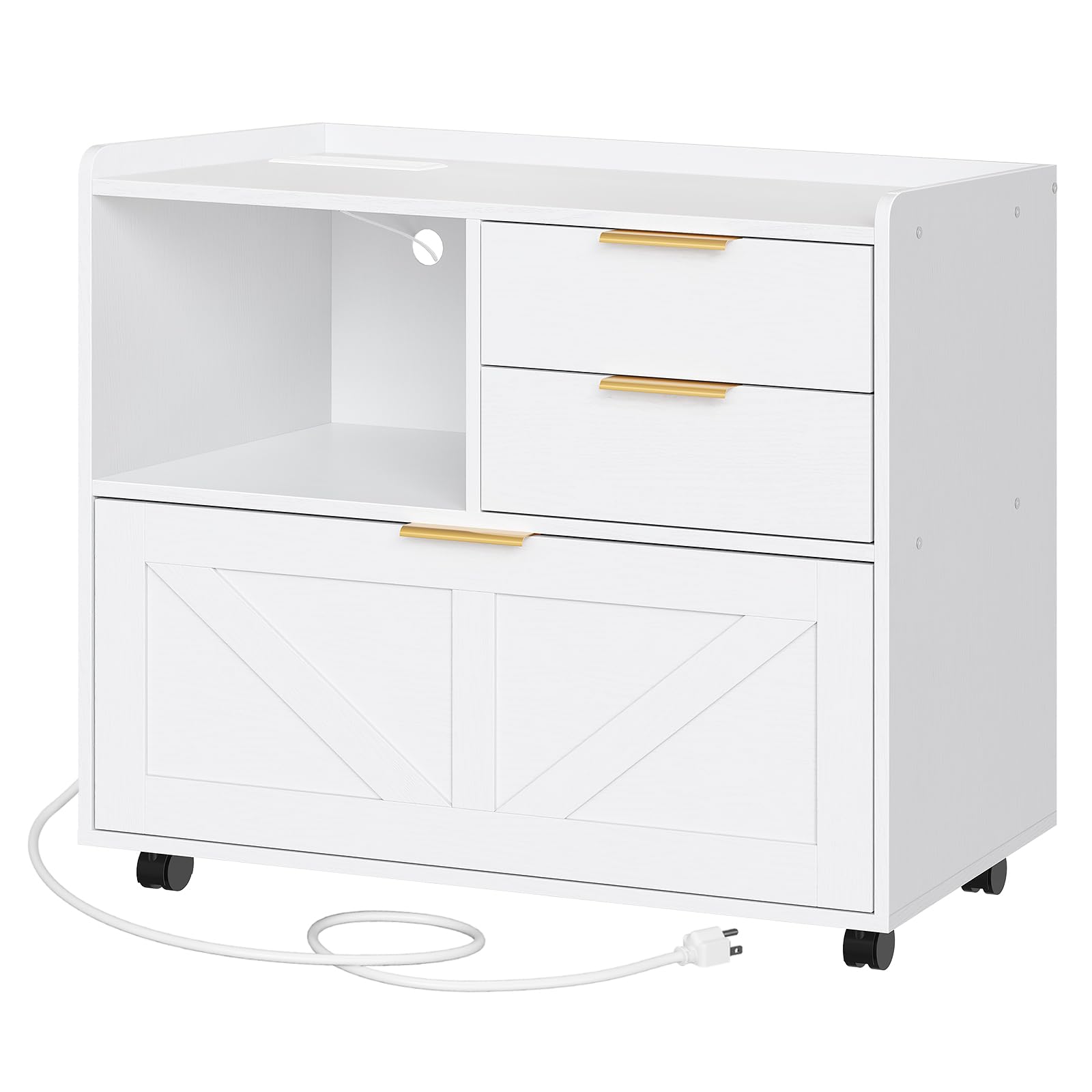 hoobro-caisson-bureau-roulettes-prise-blanc-dossiers-a4 image 1