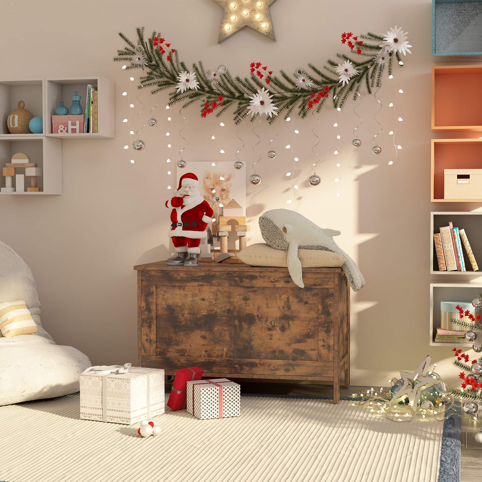 hoobro-storage-benches-coffre-jouets-bois-banc-marron image 7