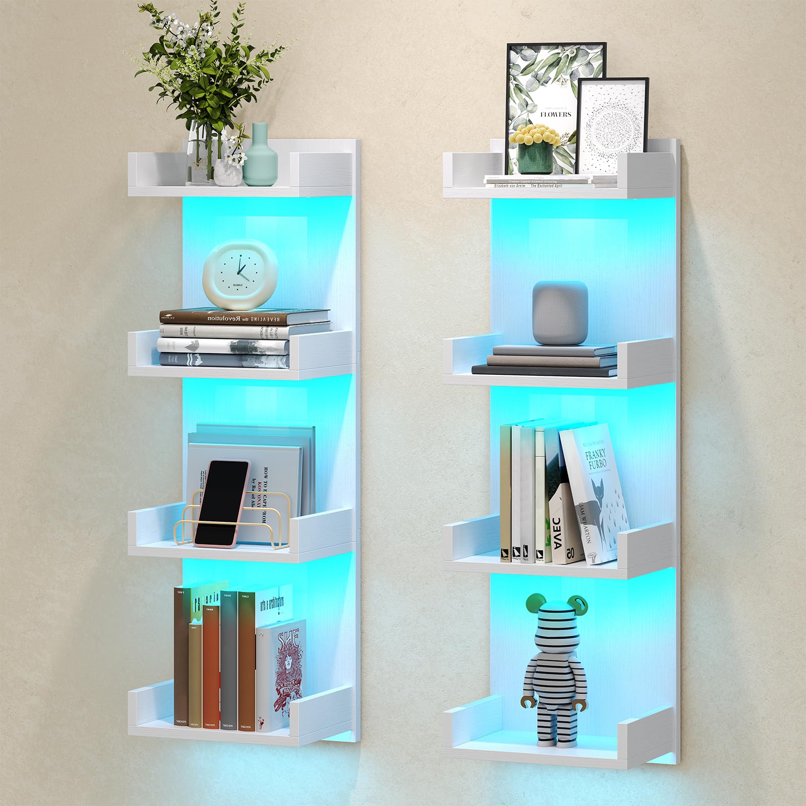 hoobro-storage-racks-tag-re-murale-blanche-led-rgb-4-niveaux image 6