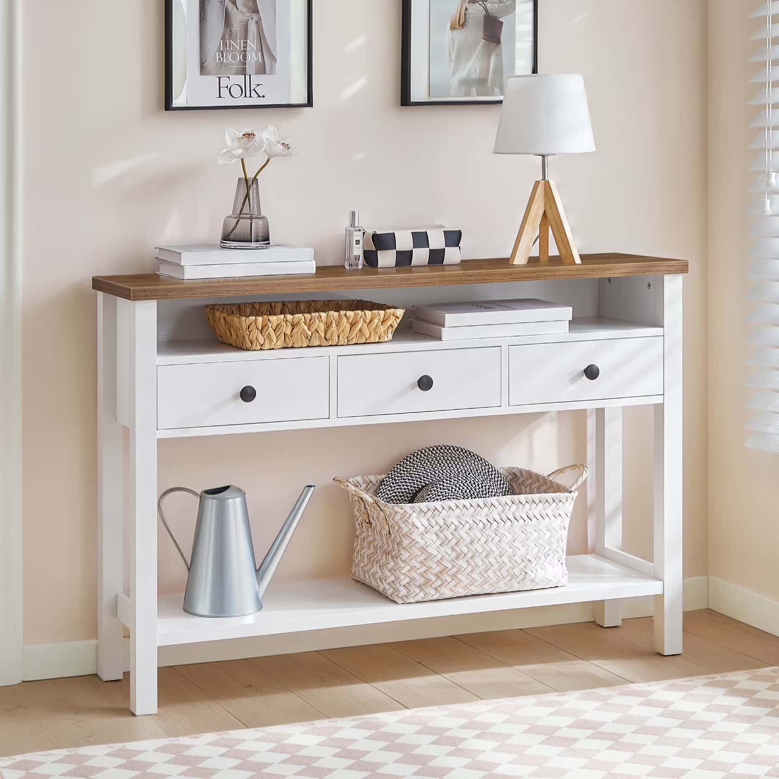hoobro-console-blanche-115-cm-3-tiroirs image 2