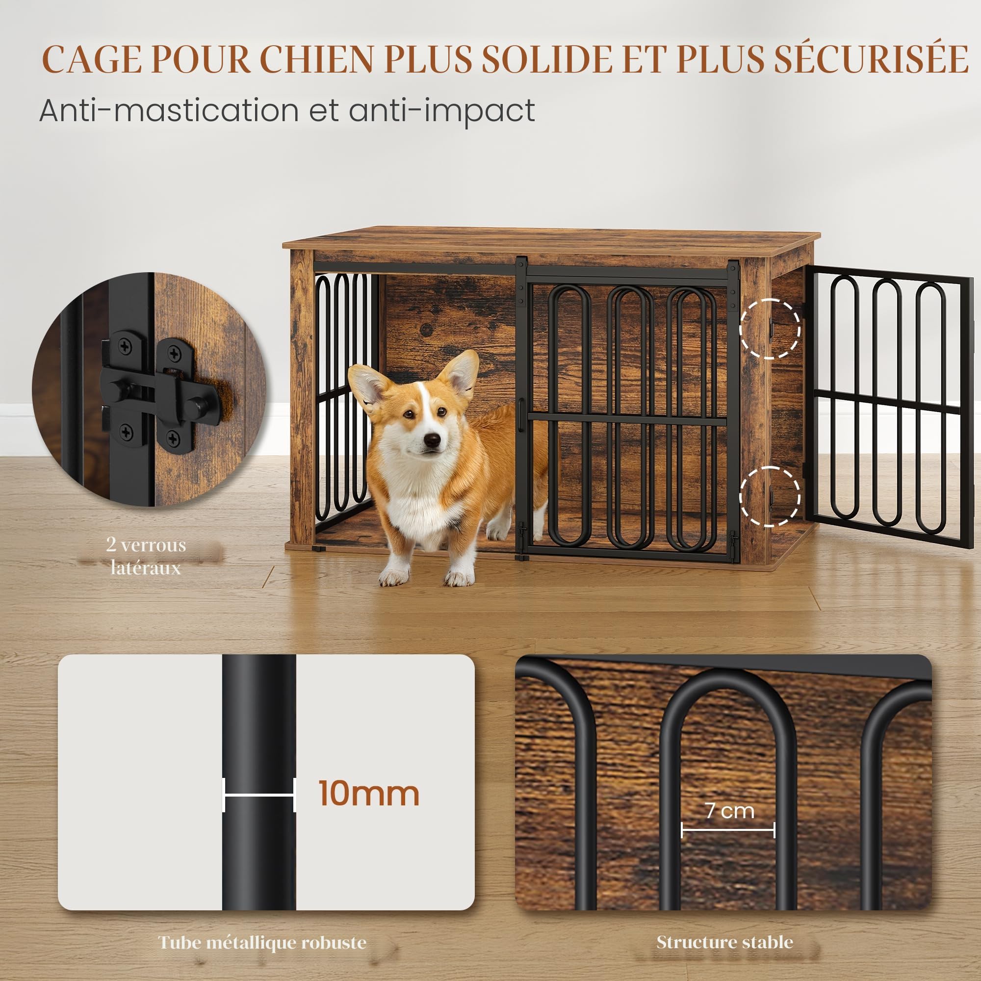 hexcelen-cage-chien-marron-100-cm-table-d-appoint image 5