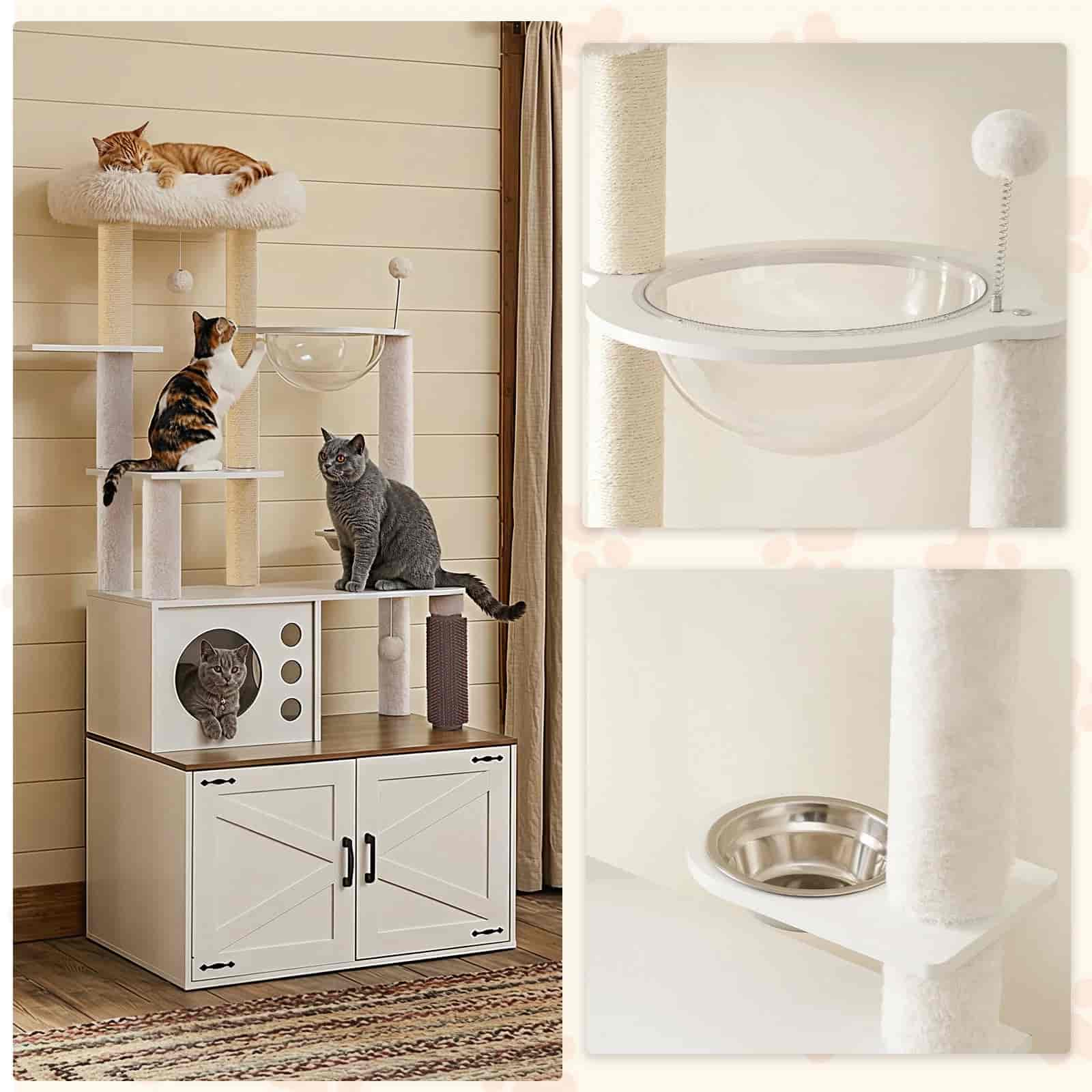 hoobro-pet-furniture-tour-liti-re-chat-blanche-167-cm-griffoir image 7