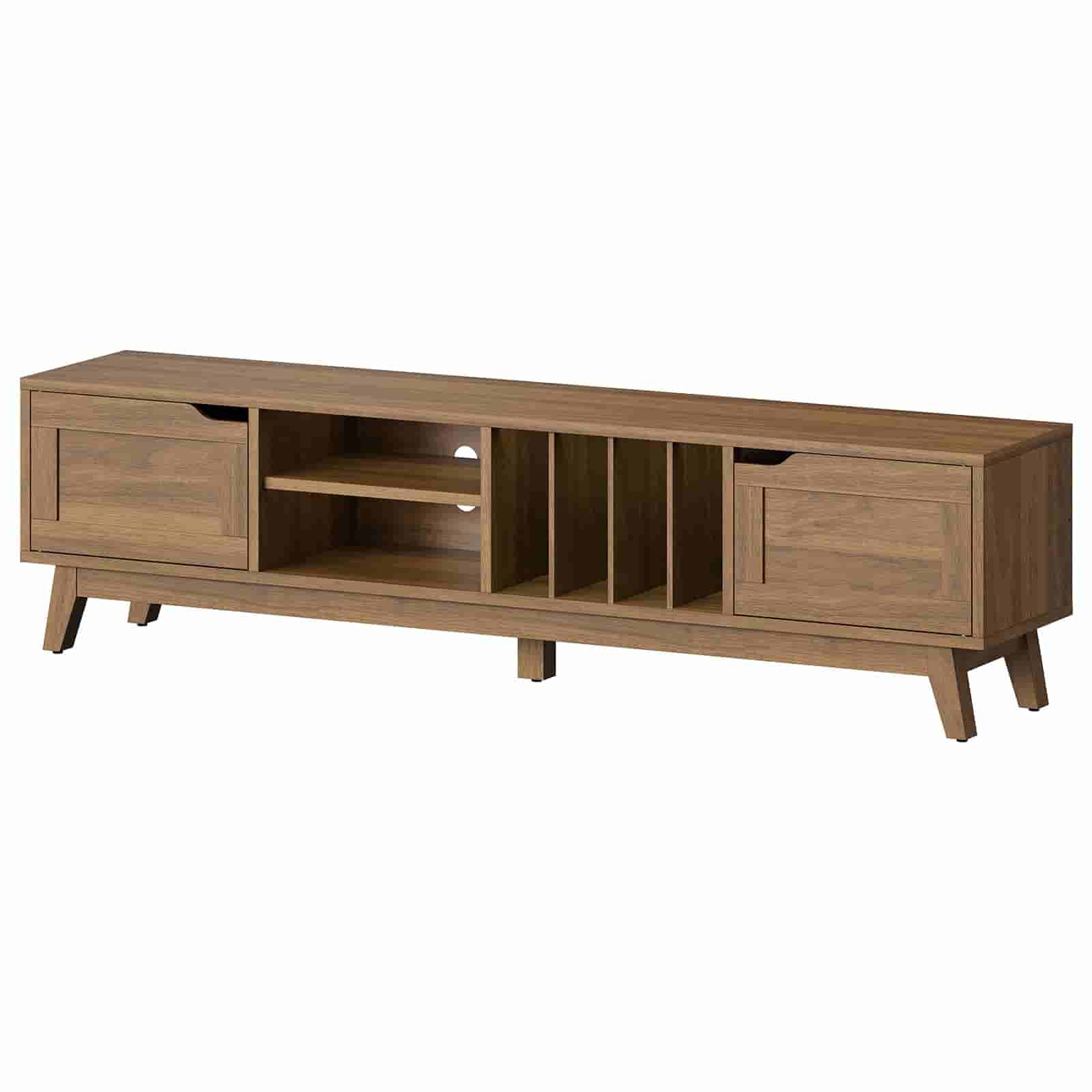 hoobro-meuble-tv-85-pouces-marron-2-portes-vintage image 8