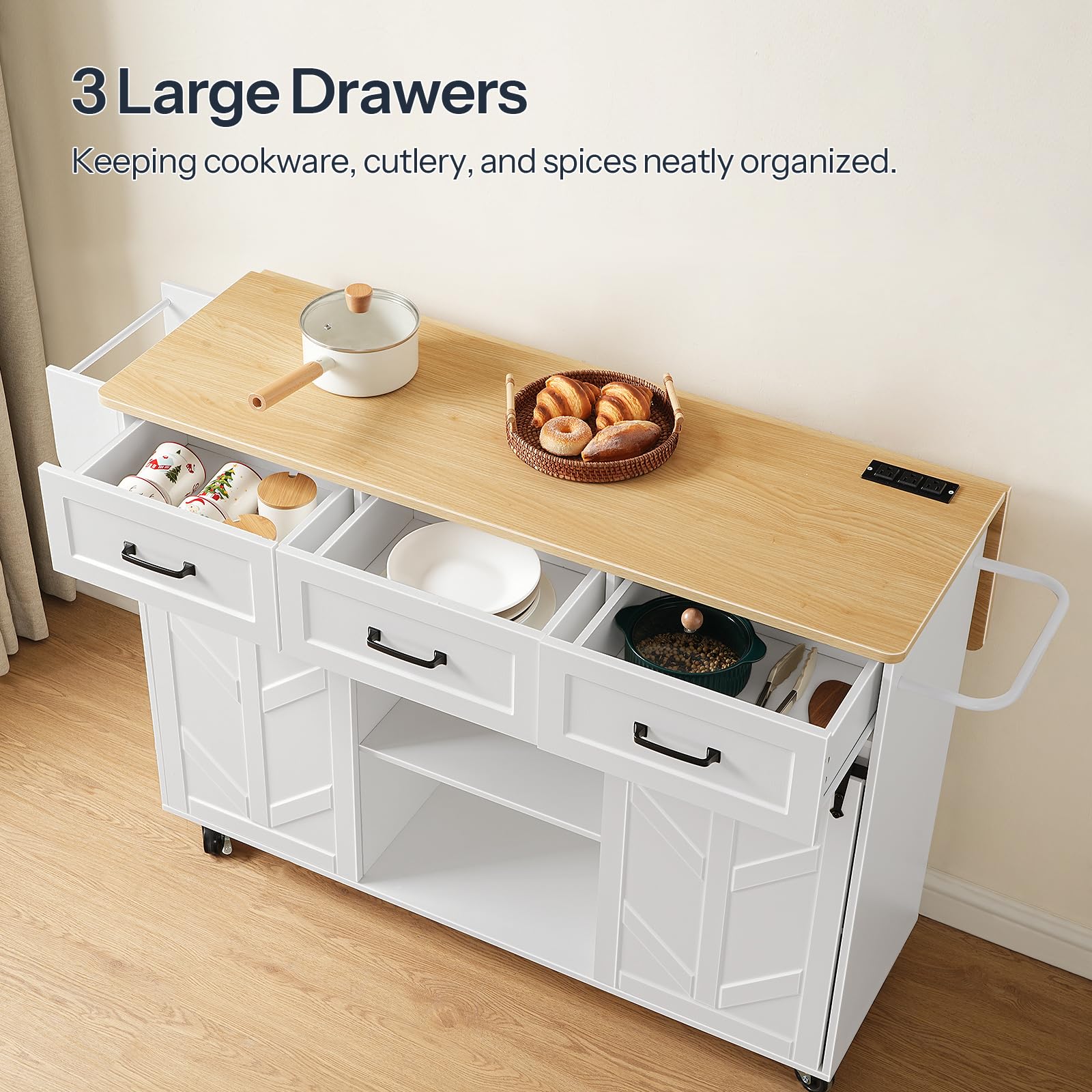 hoobro-kitchen-furniture-lot-cuisine-roulettes-blanc-avec-prise image 6
