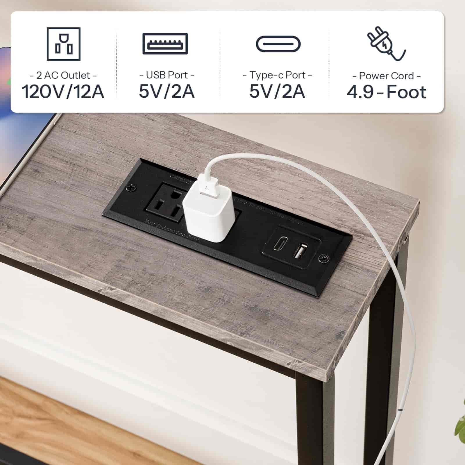 hoobro-console-table-d-entr-e-troite-greige-usb-180cm image 8