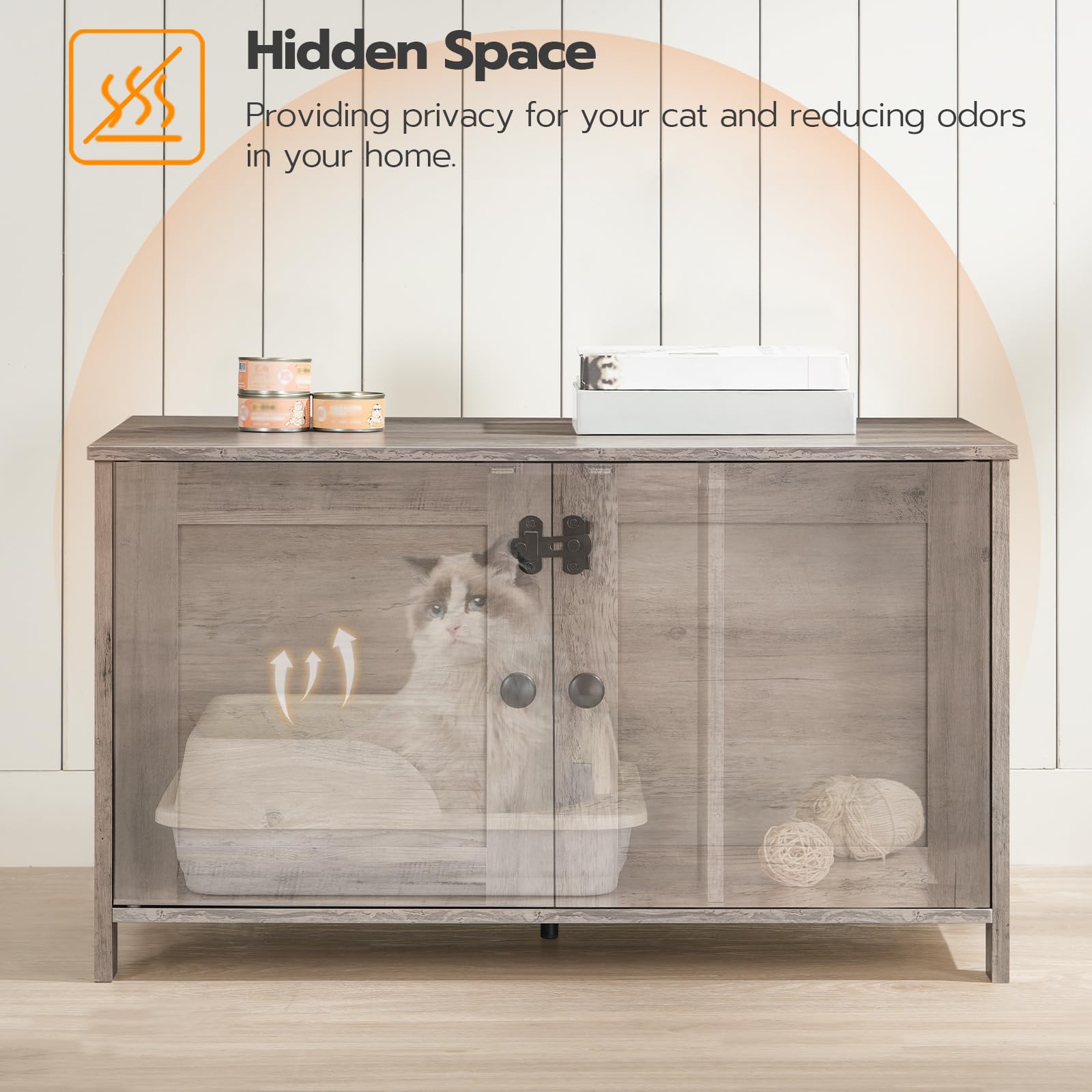 hoobro-pet-furniture-meuble-liti-re-chat-greige-avec-s-parateur image 5