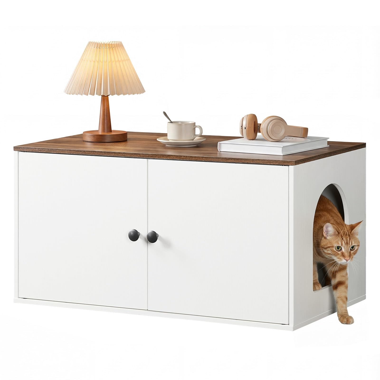 hoobro-pet-furniture-meuble-liti-re-chat-blanc-entr-e-lat-rale image 1