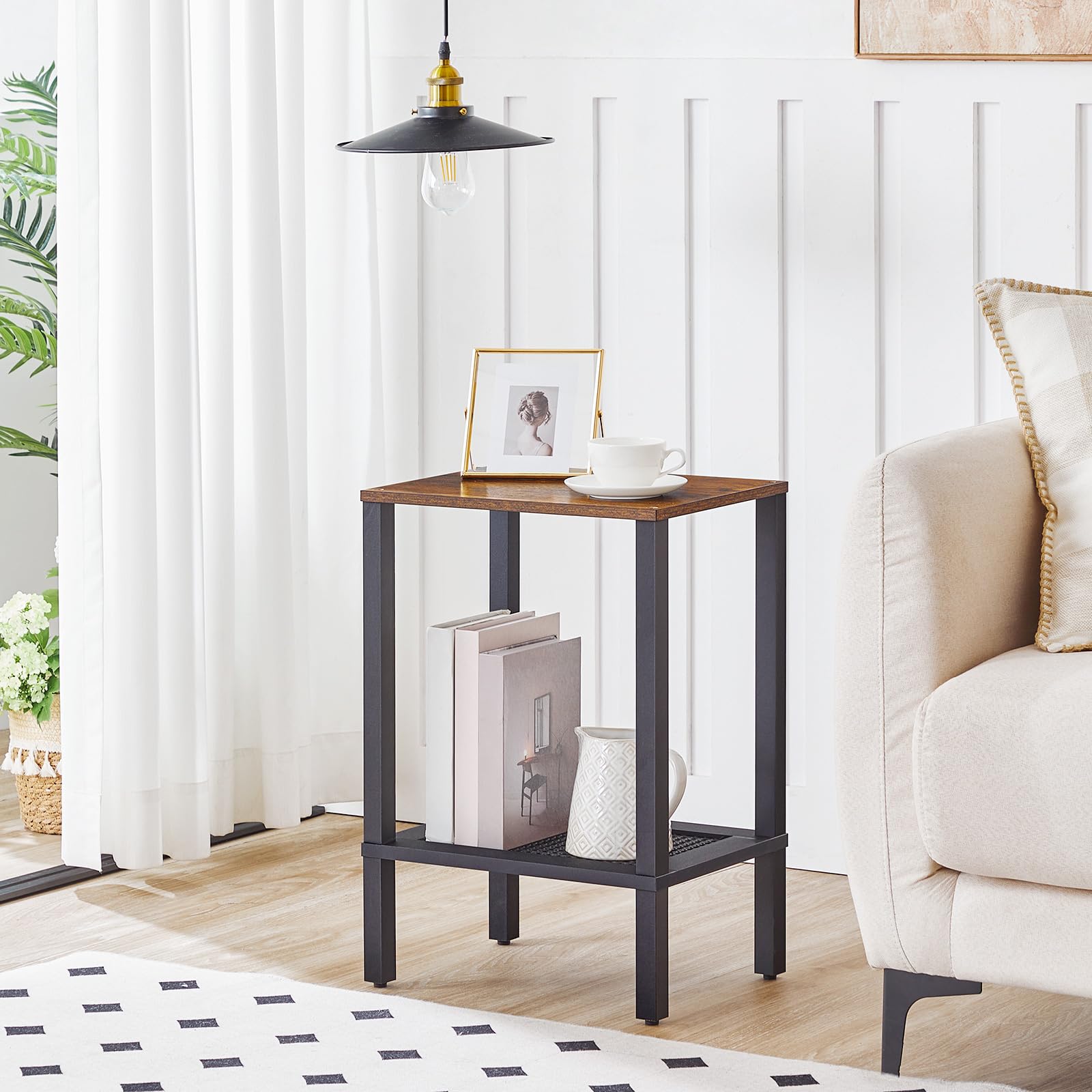 hoobro-side-tables-table-d-appoint-2-niveaux-marron image 4