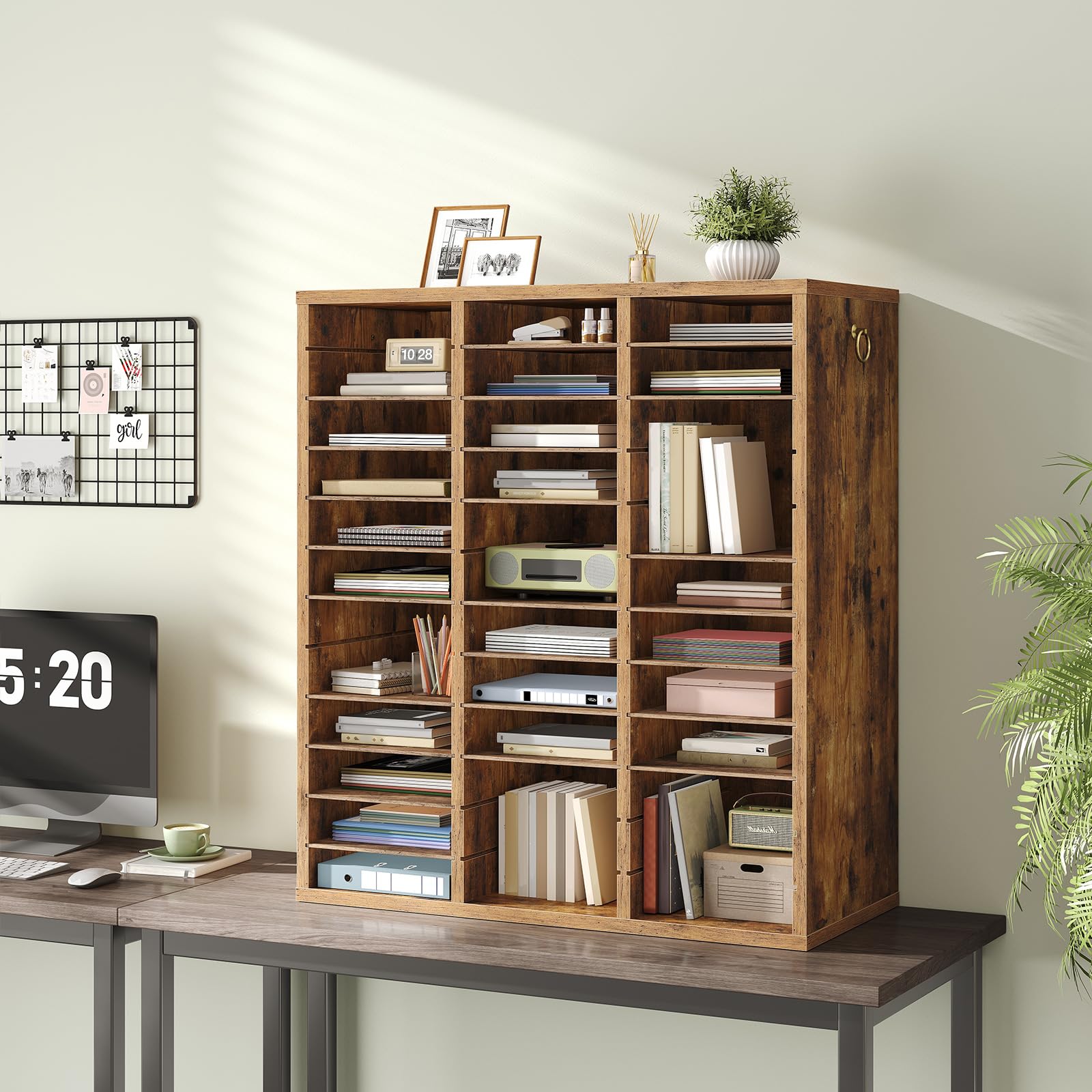 hoobro-study-furniture-trieur-courrier-bois-marron-36-casiers image 2