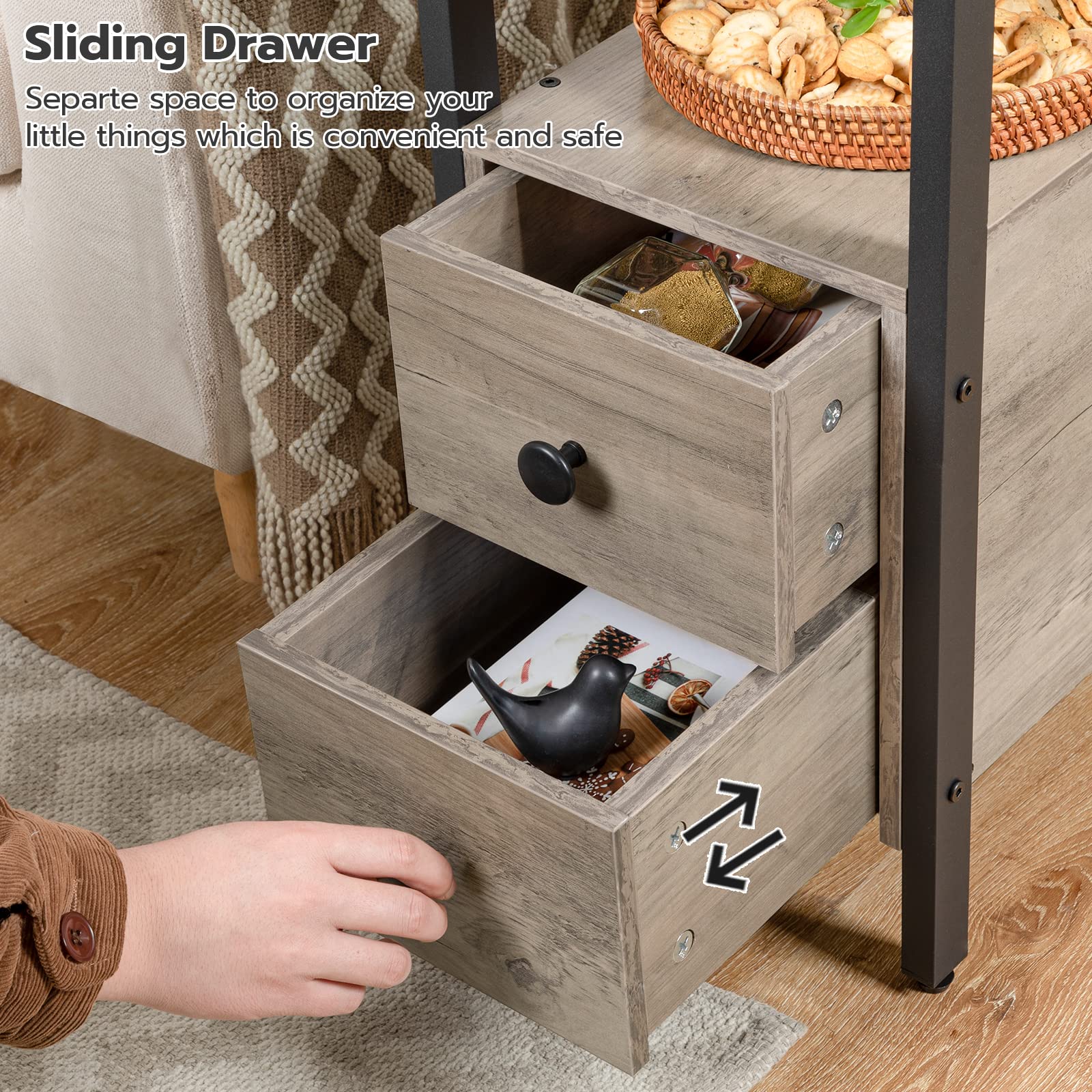 hoobro-side-tables-lot-2-tables-chevet-greige-avec-prise image 6