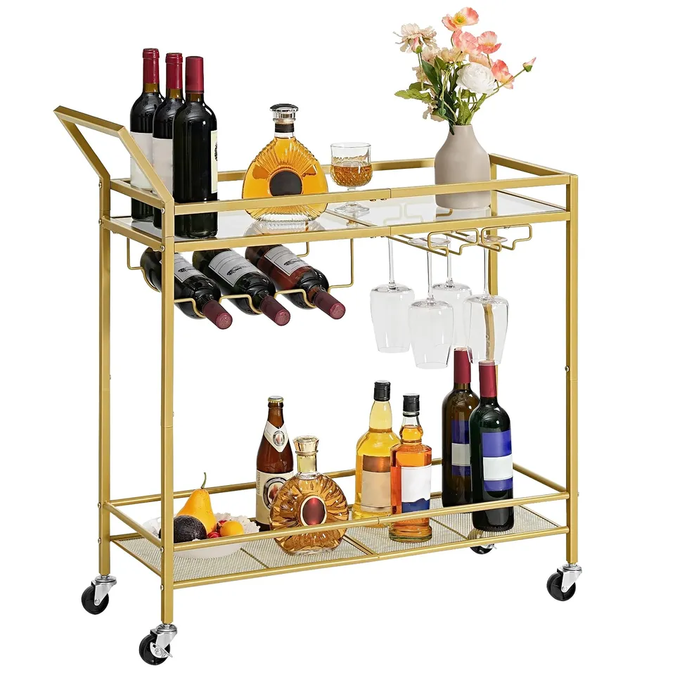 hoobro-desserte-bar-roulettes-dor-e-porte-verres image 1