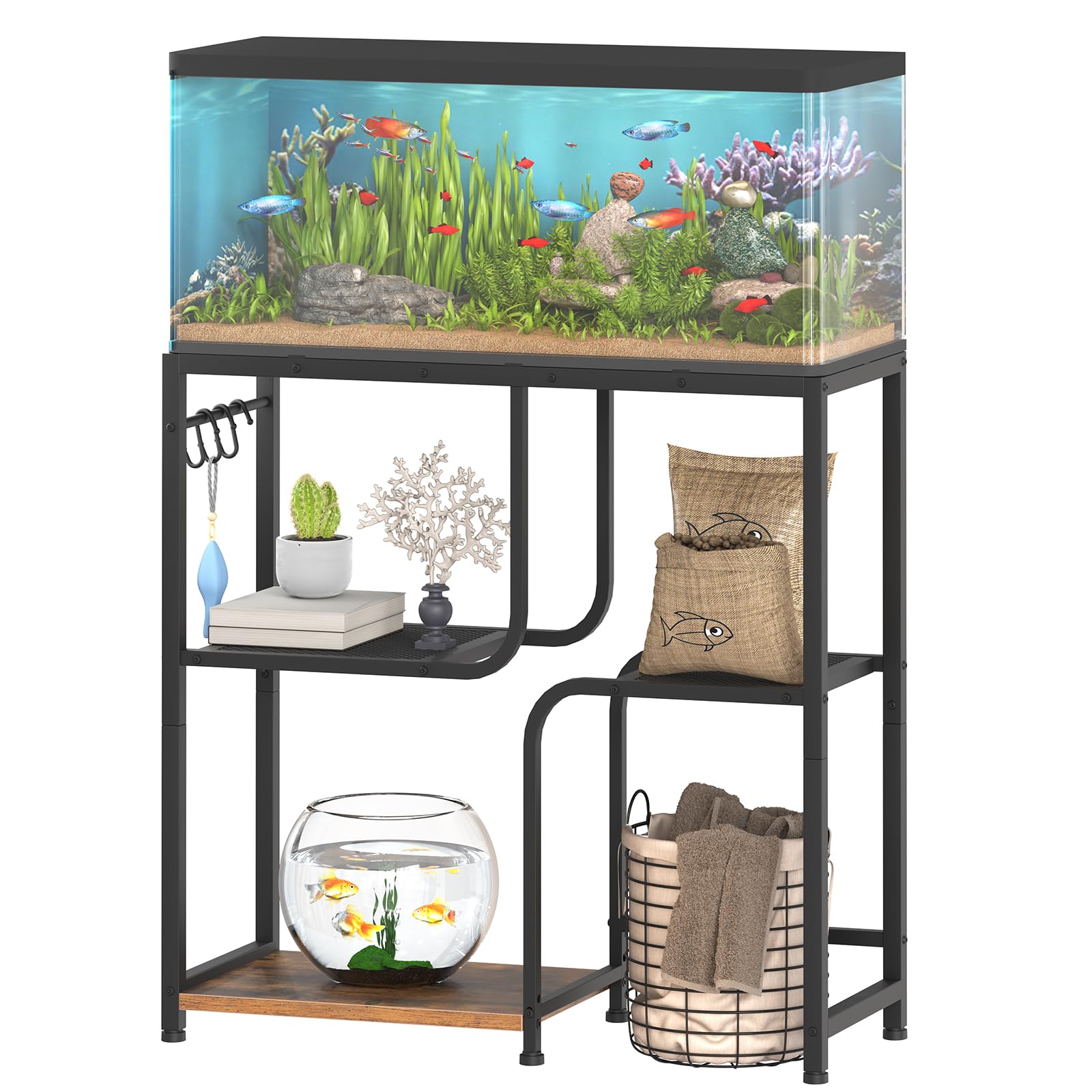 hoobro-fish-tank-stands-meuble-aquarium-20-gallons-marron-rangement image 1