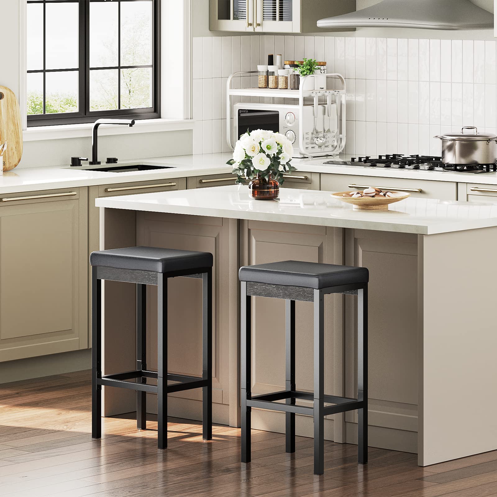 hoobro-bar-stools-tabouret-de-bar-noir-lot-de-2-rembourr image 2