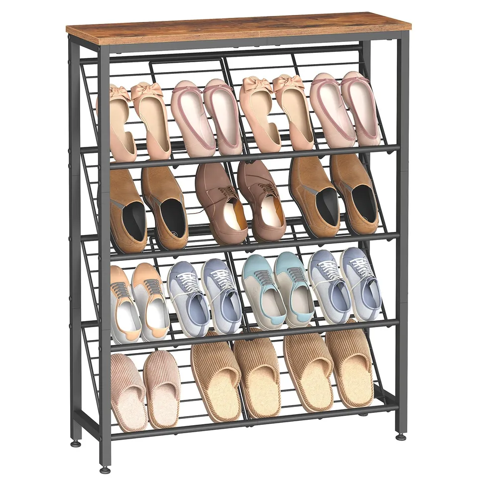 hoobro-shoe-racks-meuble-chaussures-marron-5-niveaux image 1