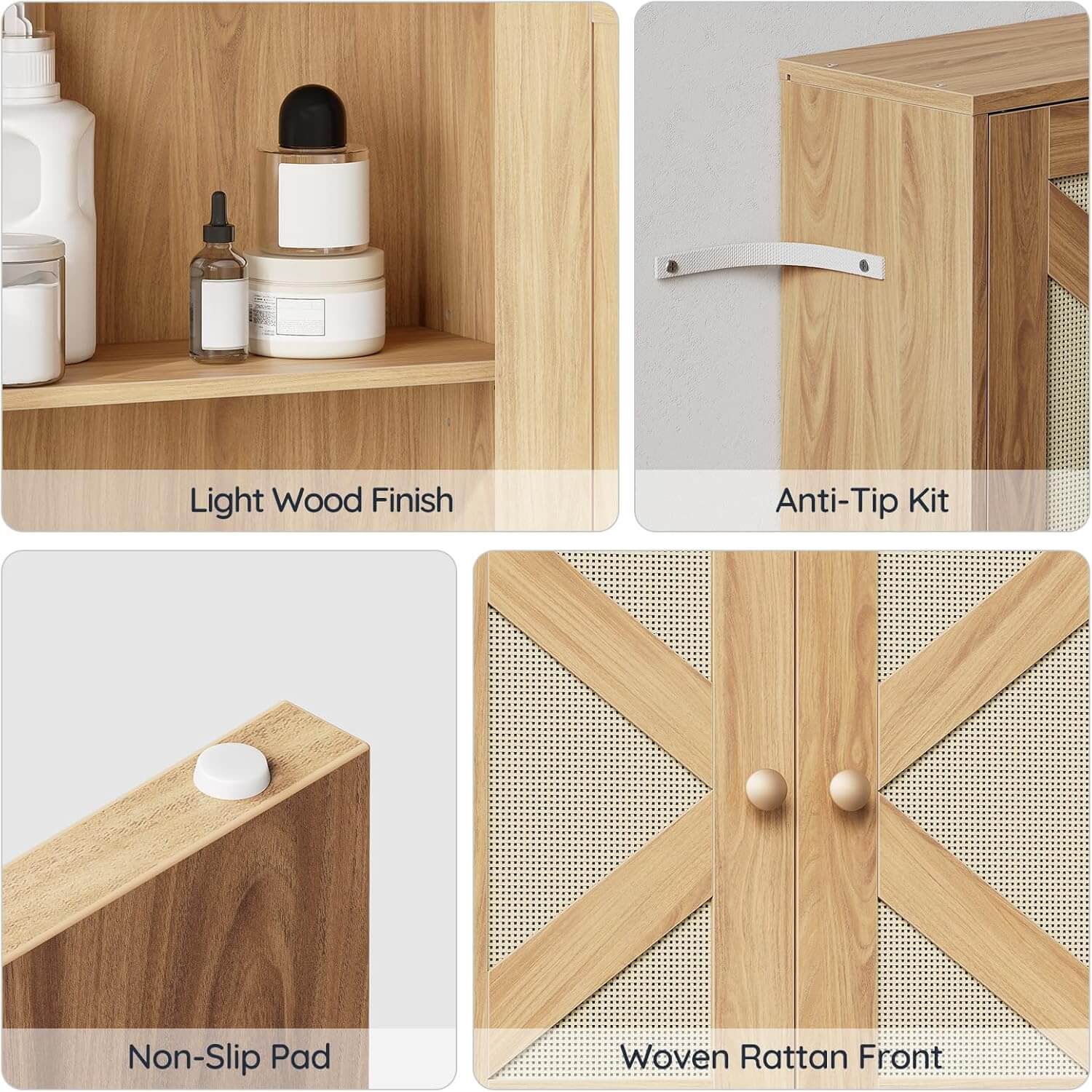 hoobro-meuble-wc-portes-effet-rotin-naturel image 5