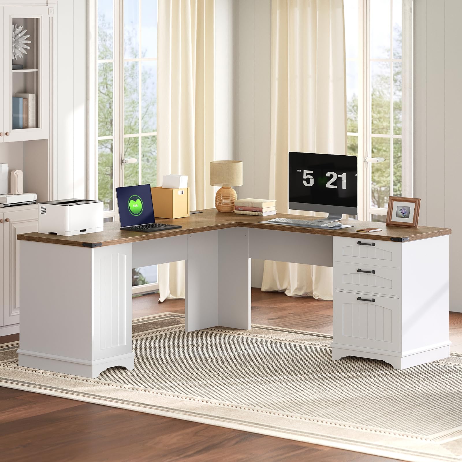 hoobro-bureau-d-angle-en-l-blanc-prises-150-cm image 4