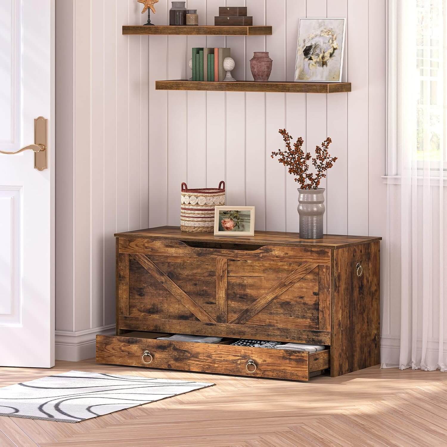 hoobro-storage-benches-coffre-jouets-marron-100-cm image 7