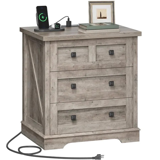 hoobro-nightstands-table-de-chevet-greige-3-tiroirs-prises image 1