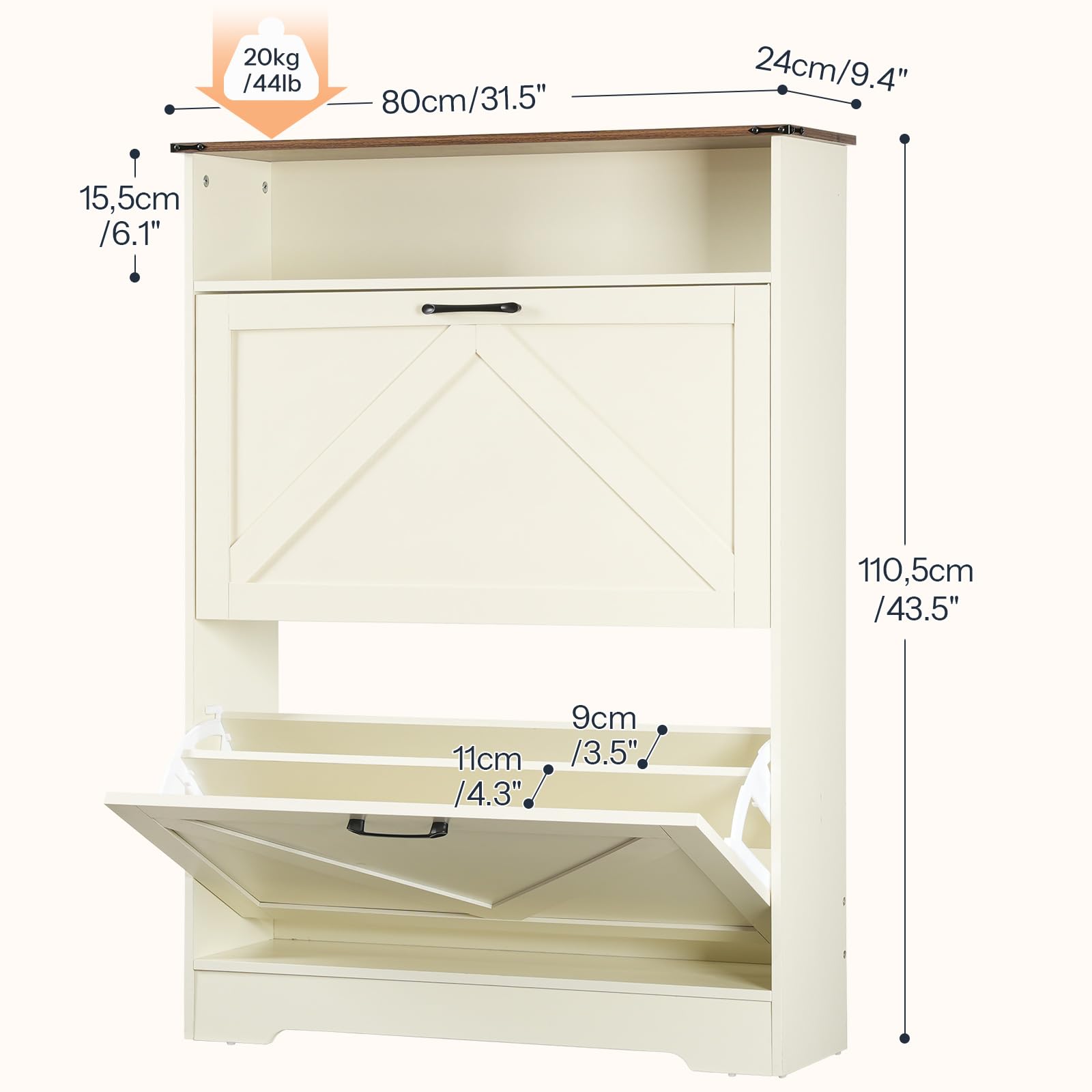 hoobro-shoe-racks-meuble-chaussures-blanc-80-cm-2-abattants image 3