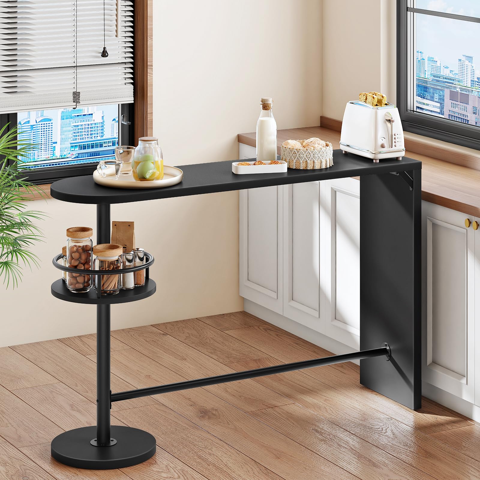 hoobro-beverage-counters-table-de-bar-noire-2-niveaux-prise image 2