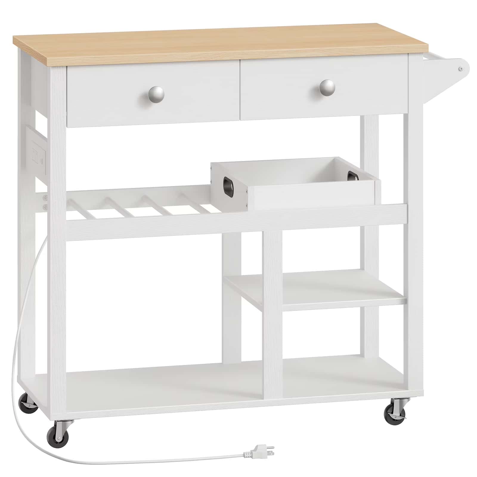 hoobro-kitchen-furniture-lot-cuisine-blanc-roulettes-avec-tiroirs image 3