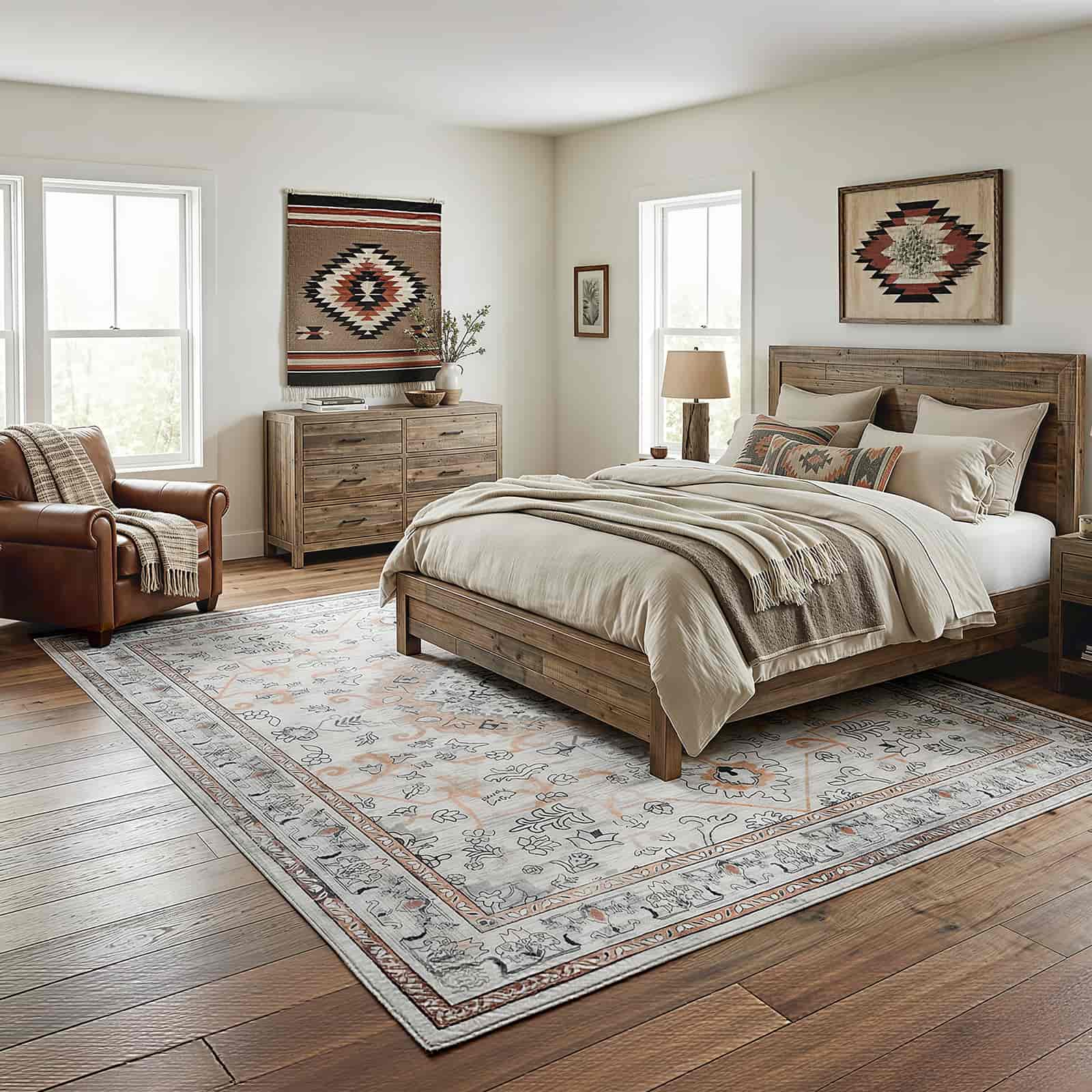 hoobro-tapis-salon-vintage-6x9-pieds-beige-lavable image 4