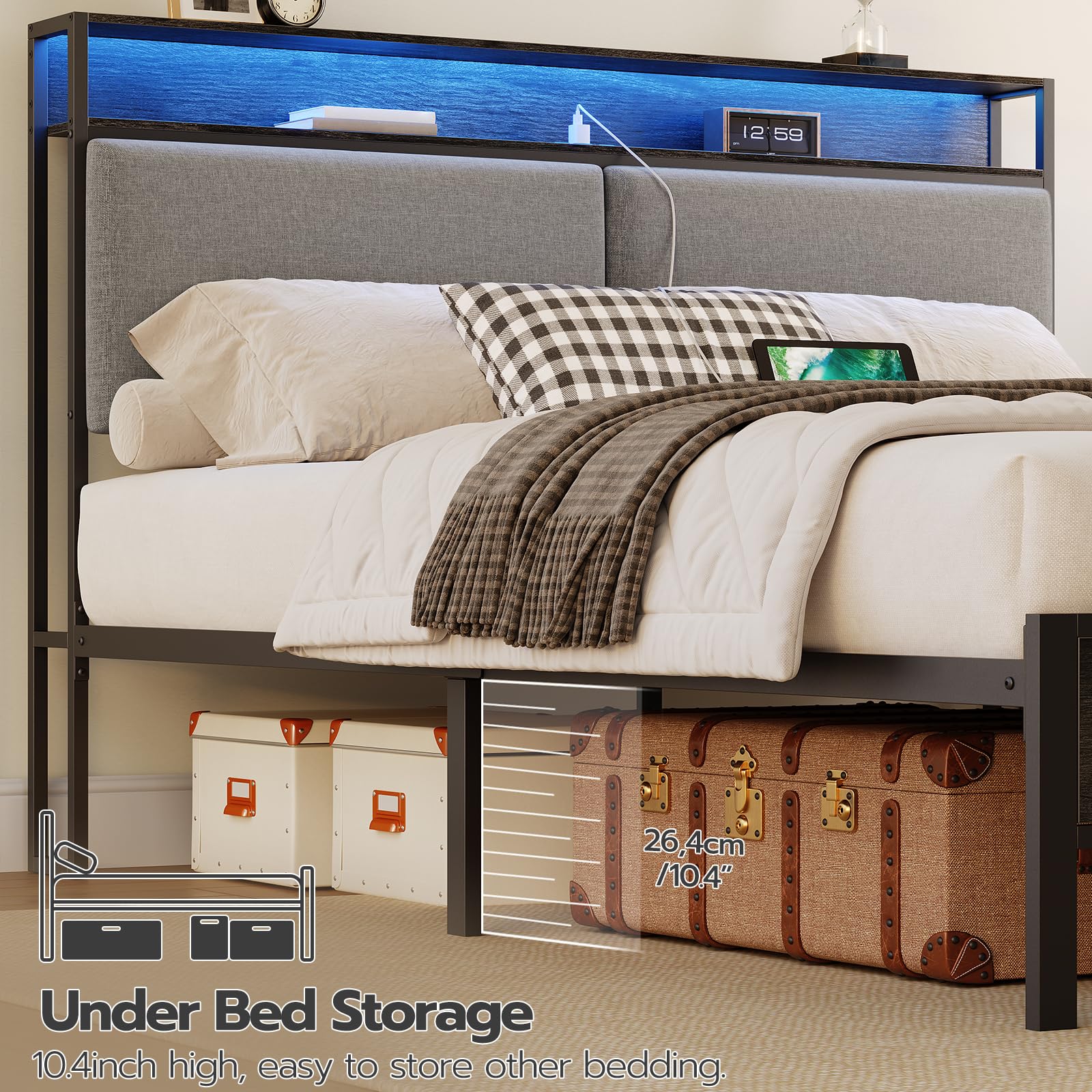 hoobro-bed-frames-cadre-de-lit-queen-gris-avec-led-et-usb image 6