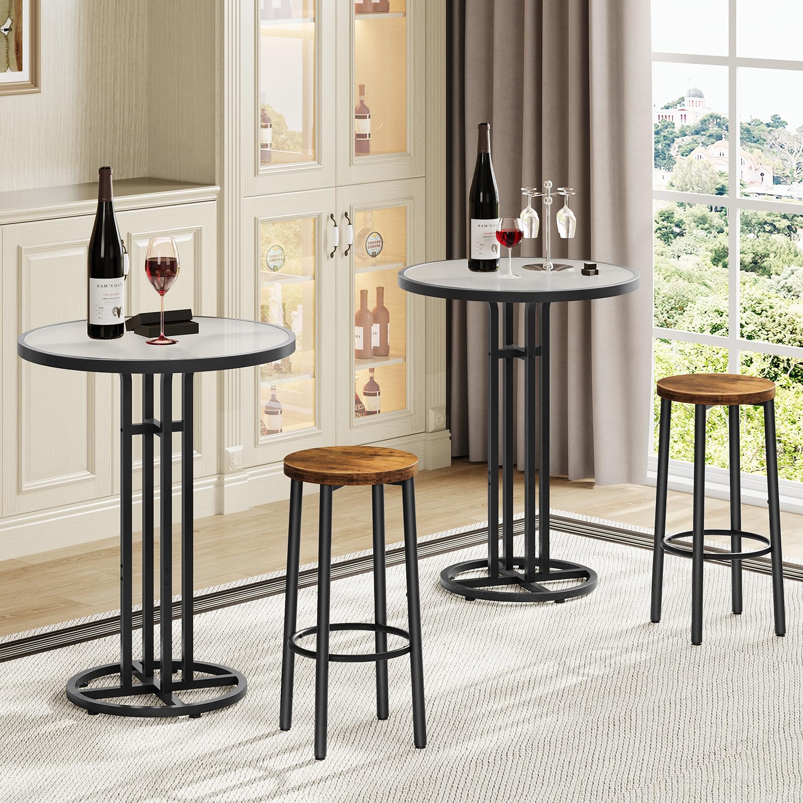 hoobro-table-de-bar-ronde-verre-d-poli-noire-60-cm image 6