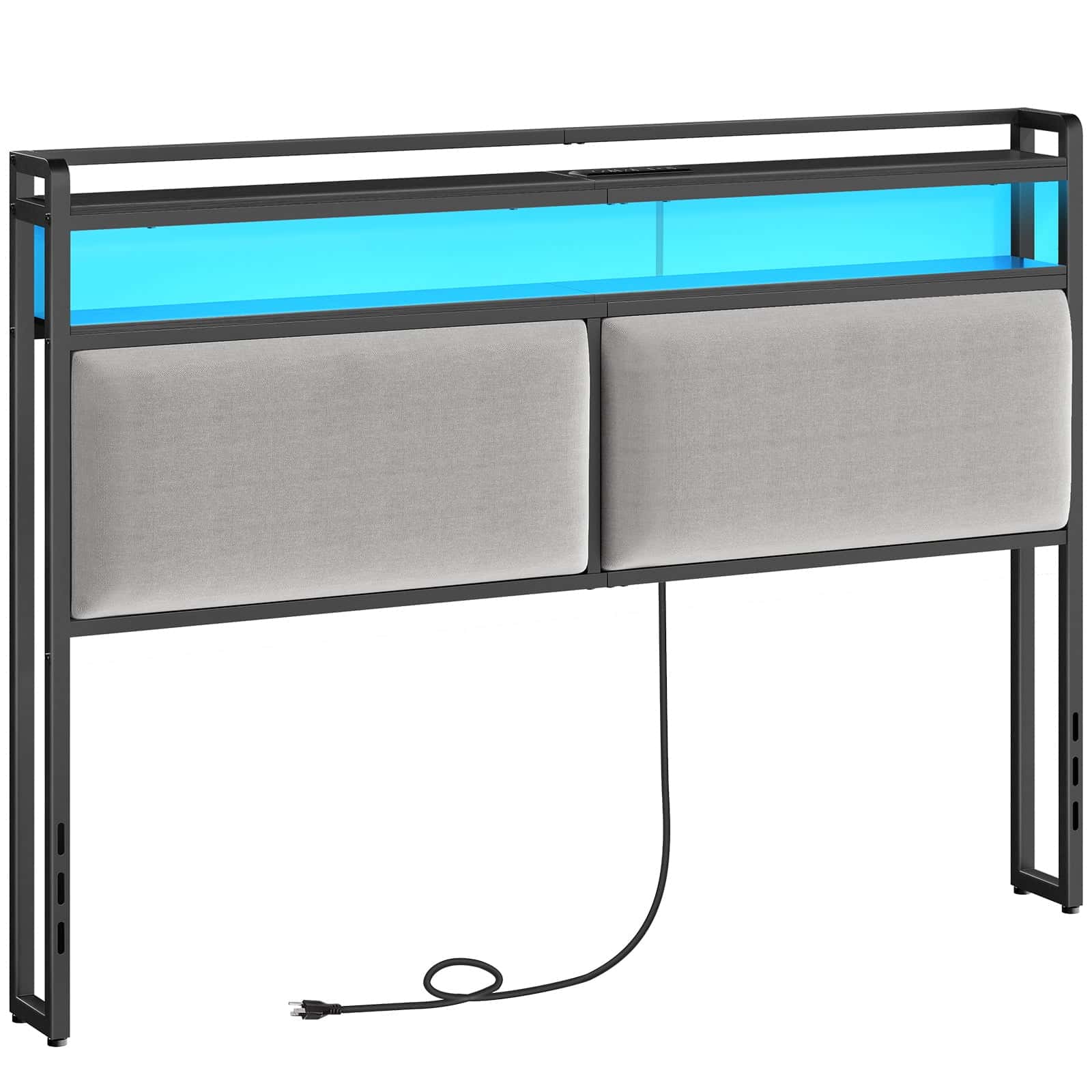 hoobro-headboards-t-te-de-lit-queen-grise-led-avec-prises image 3