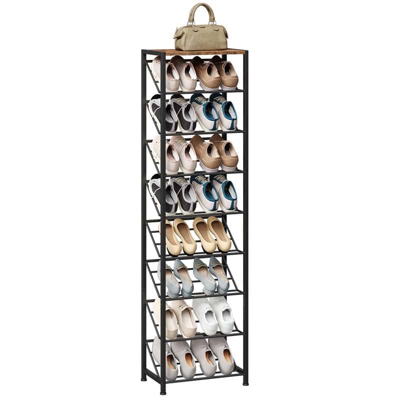 hoobro-shoe-racks-9-niveaux-meuble-chaussures-marron-inclin image 1