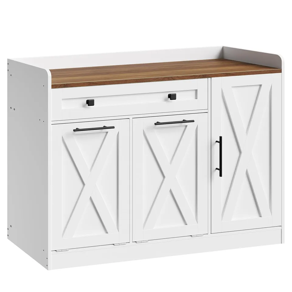 hoobro-double-panier-linge-blanc-meuble-buanderie-2-bacs image 1