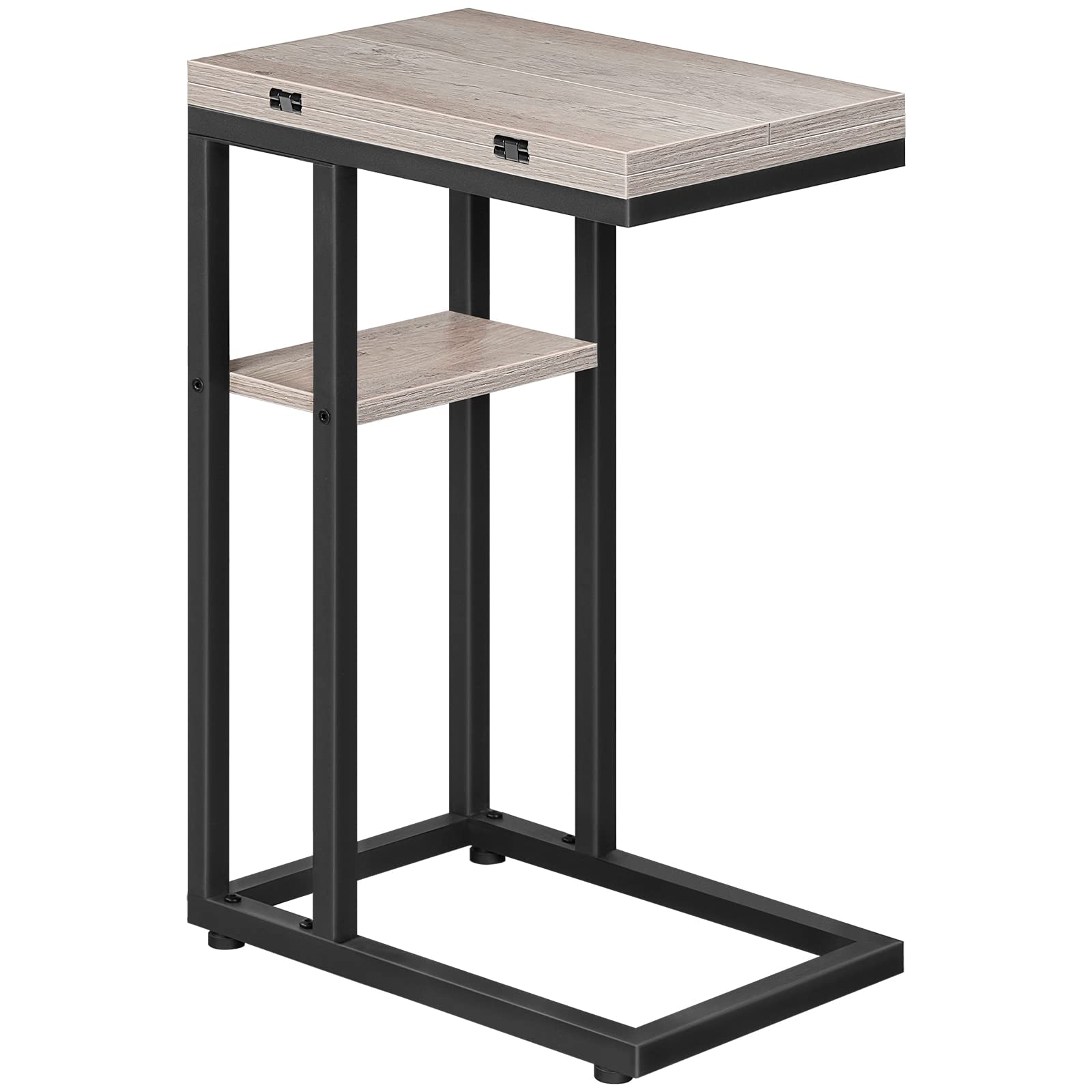 hoobro-side-tables-c-shape-table-d-appoint-greige-pliante-avec-poche image 4
