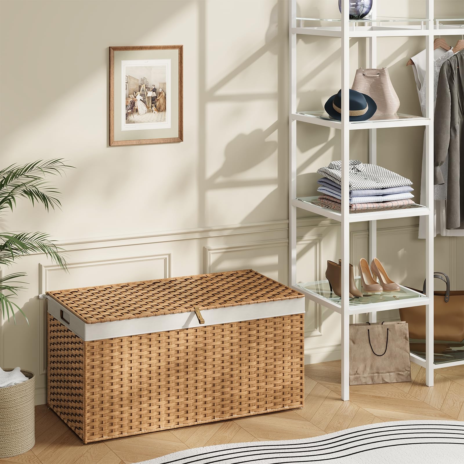 hoobro-panier-osier-200l-coffre-rangement-naturel-couvercle image 3