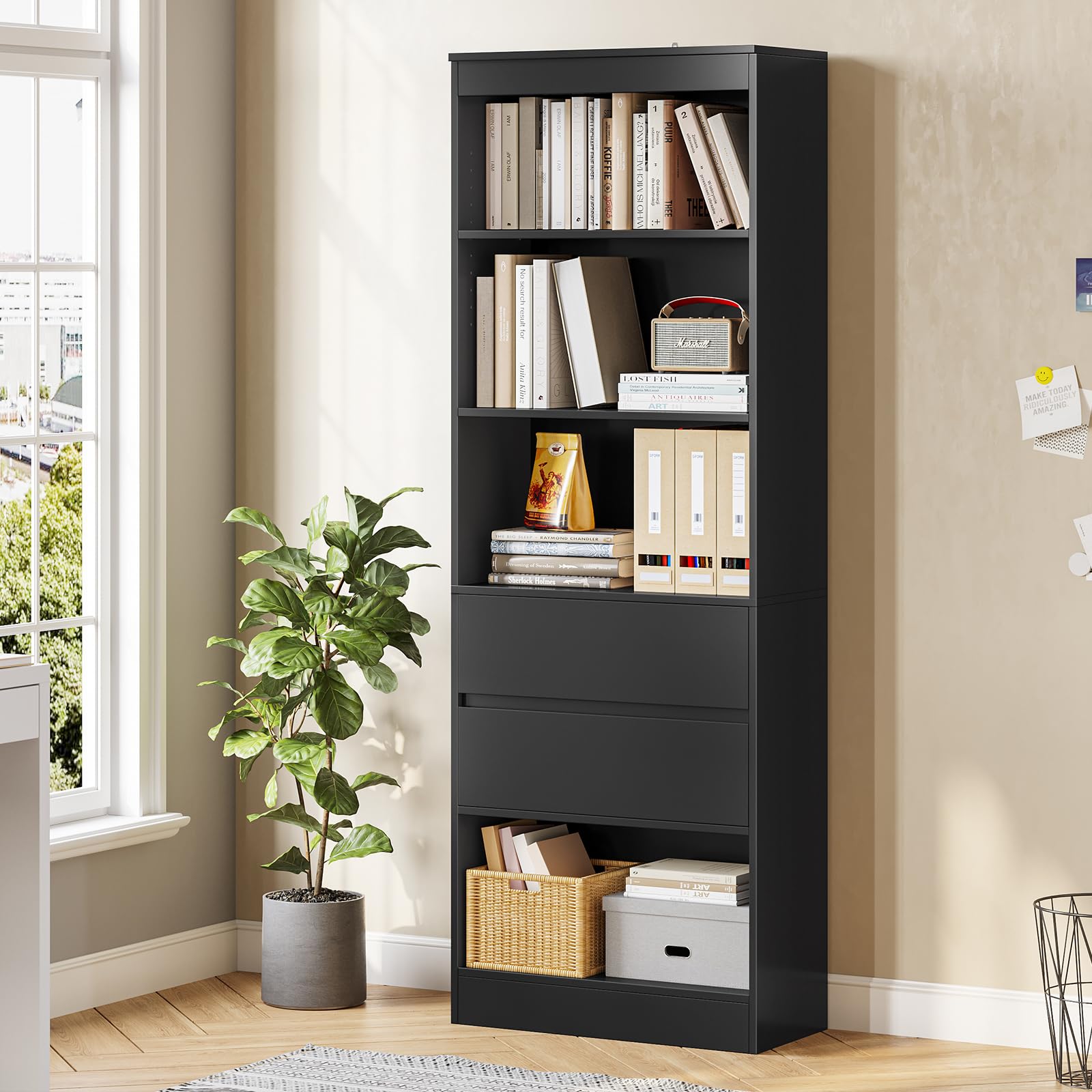 forabamb-commodes-salle-de-bain-armoire-haute-noire-180-cm-tiroirs image 7