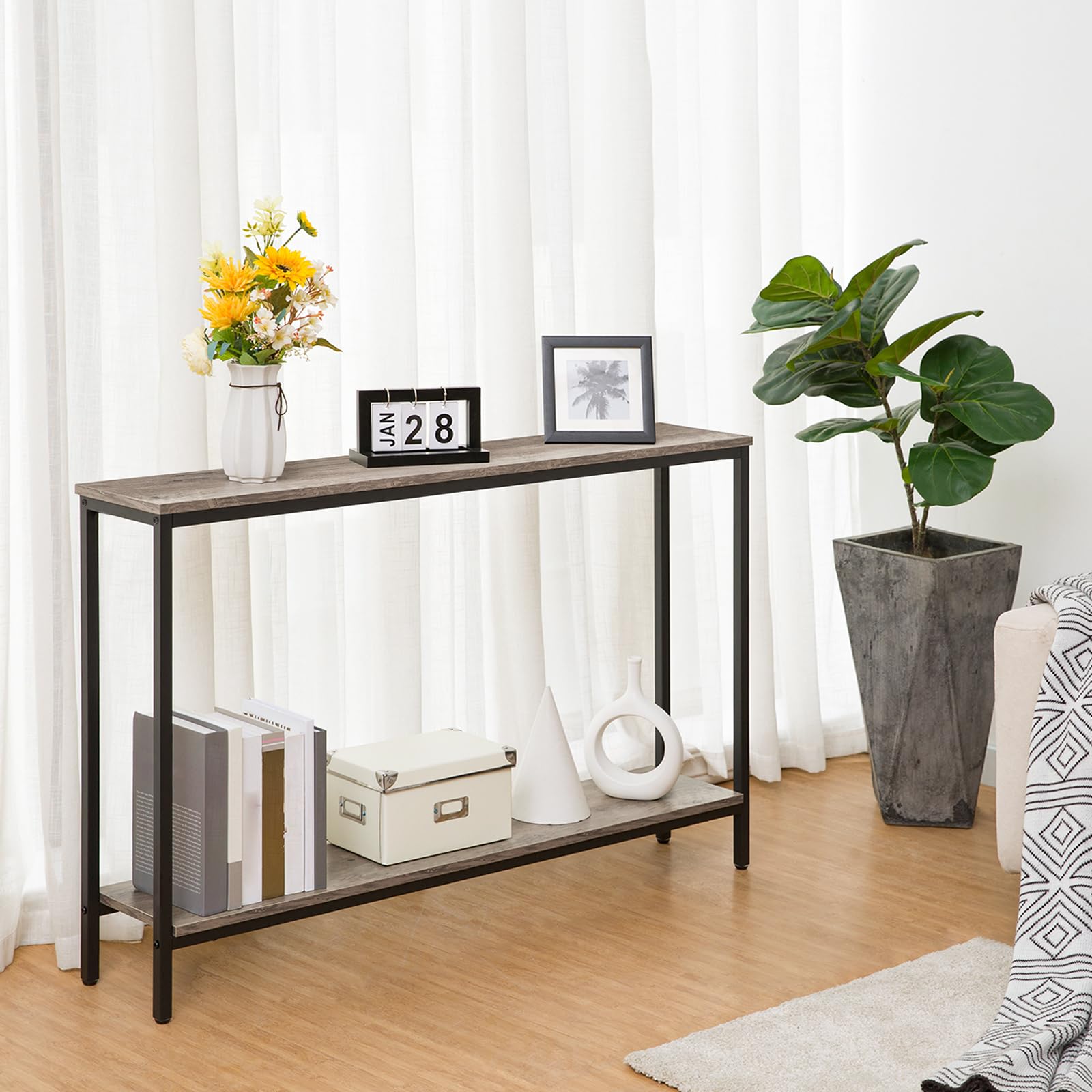 hoobro-console-table-table-console-troite-greige-120-cm image 6