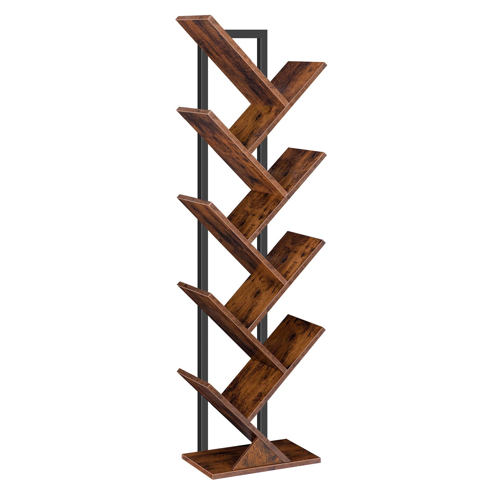 hoobro-bookshelves-biblioth-que-arbre-9-tag-res-marron image 1