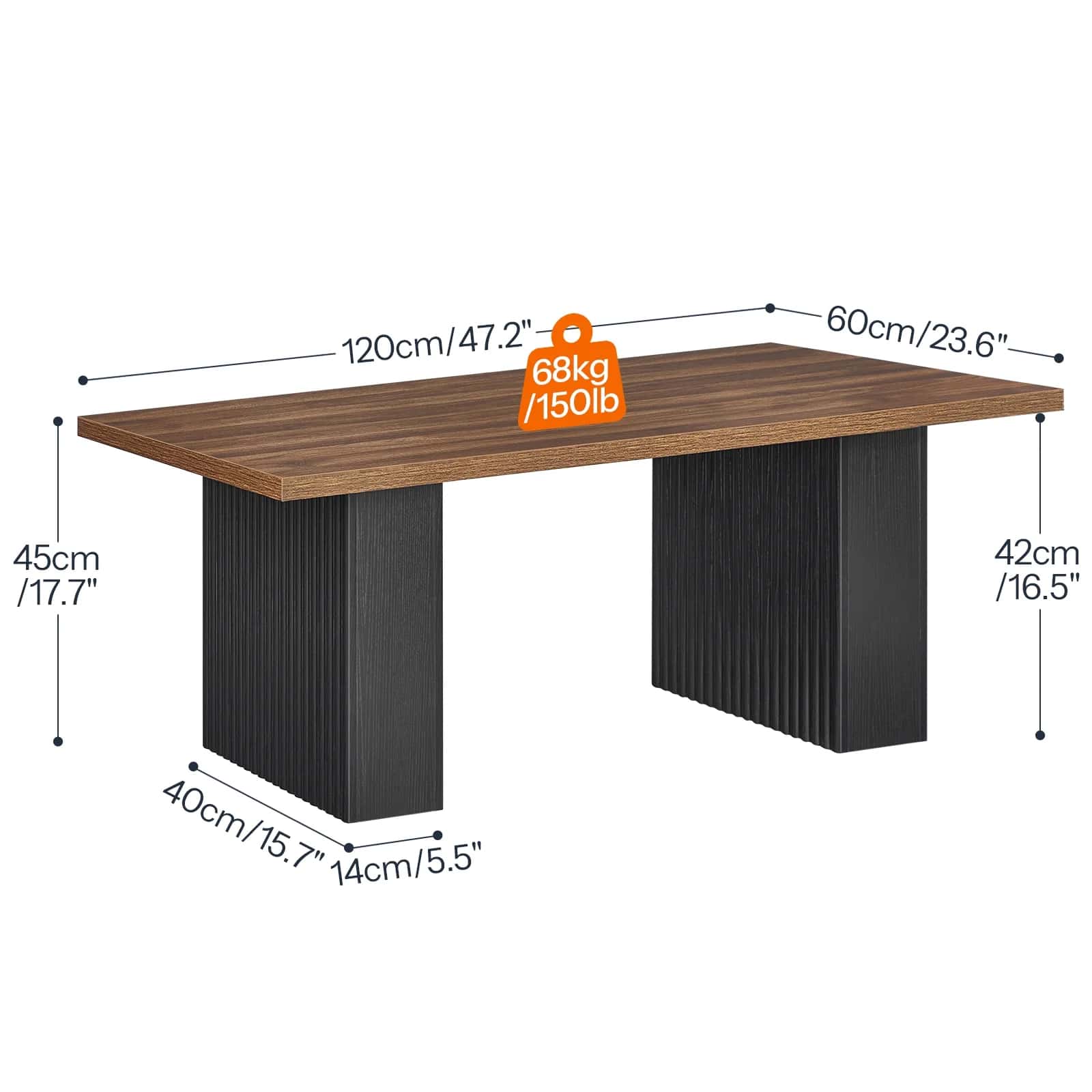 hoobro-coffee-tables-table-basse-120-cm-pieds-marron image 4