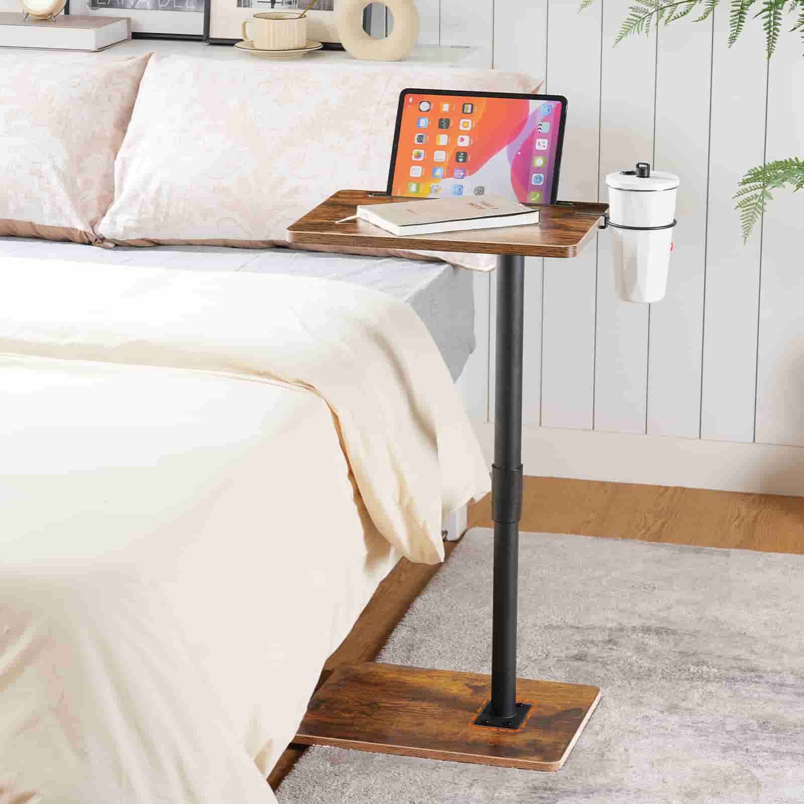 hoobro-tv-tray-tables-table-canap-marron-hauteur-r-glable image 2