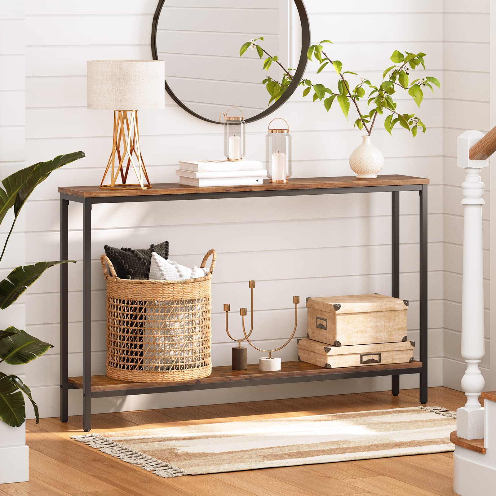 hoobro-console-table-console-troite-120-cm-marron-tag-res image 2