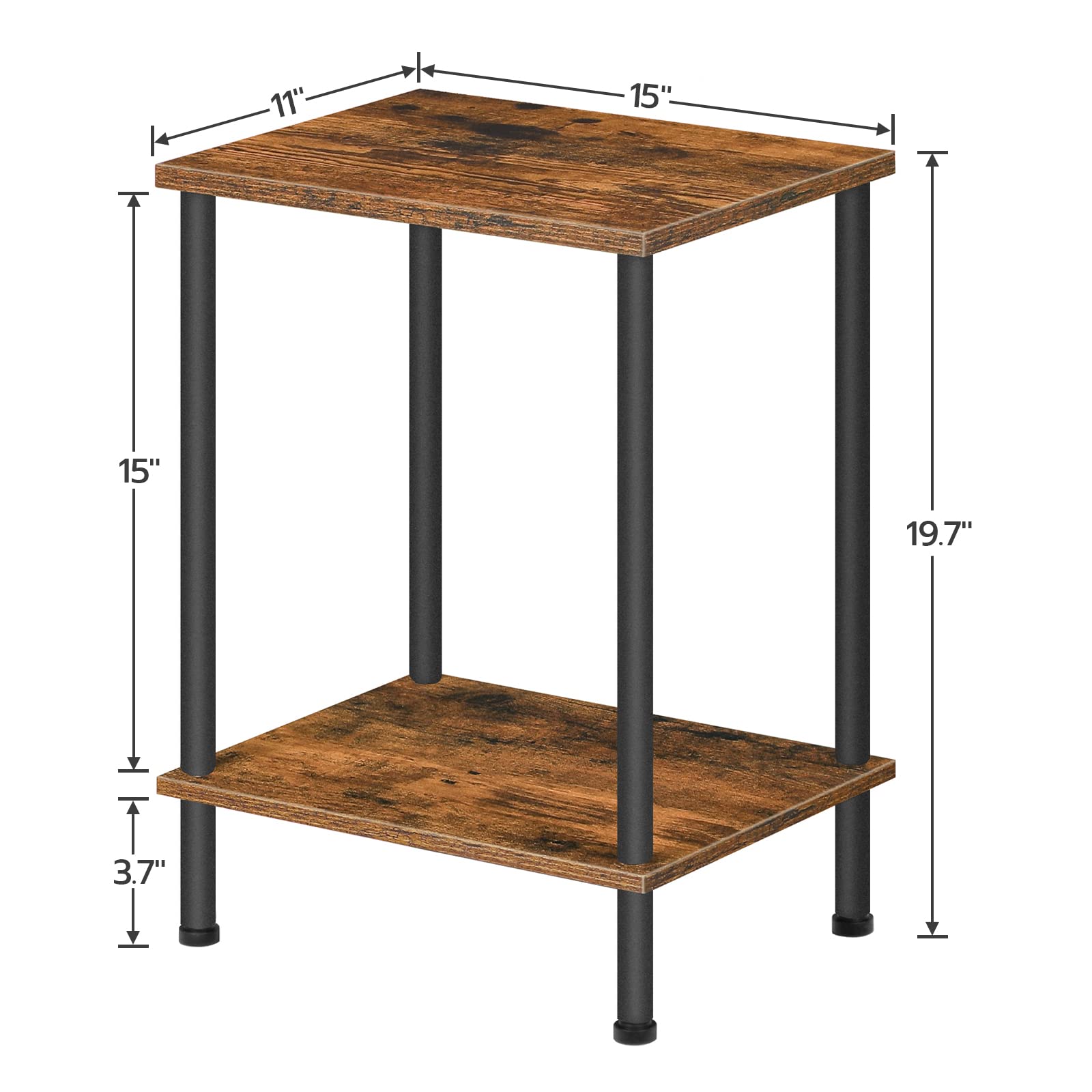 hoobro-side-tables-table-chevet-2-niveaux-marron-bf09bz01 image 3