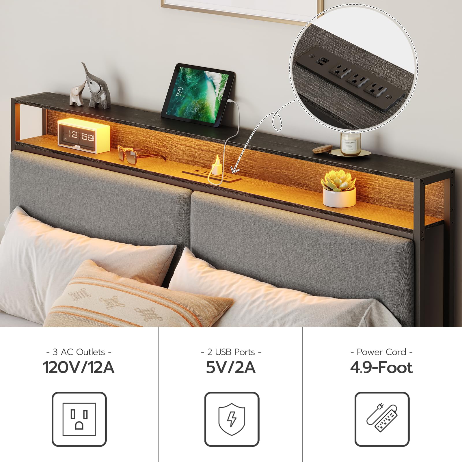 hoobro-bed-frames-cadre-de-lit-queen-gris-avec-led-et-usb image 8
