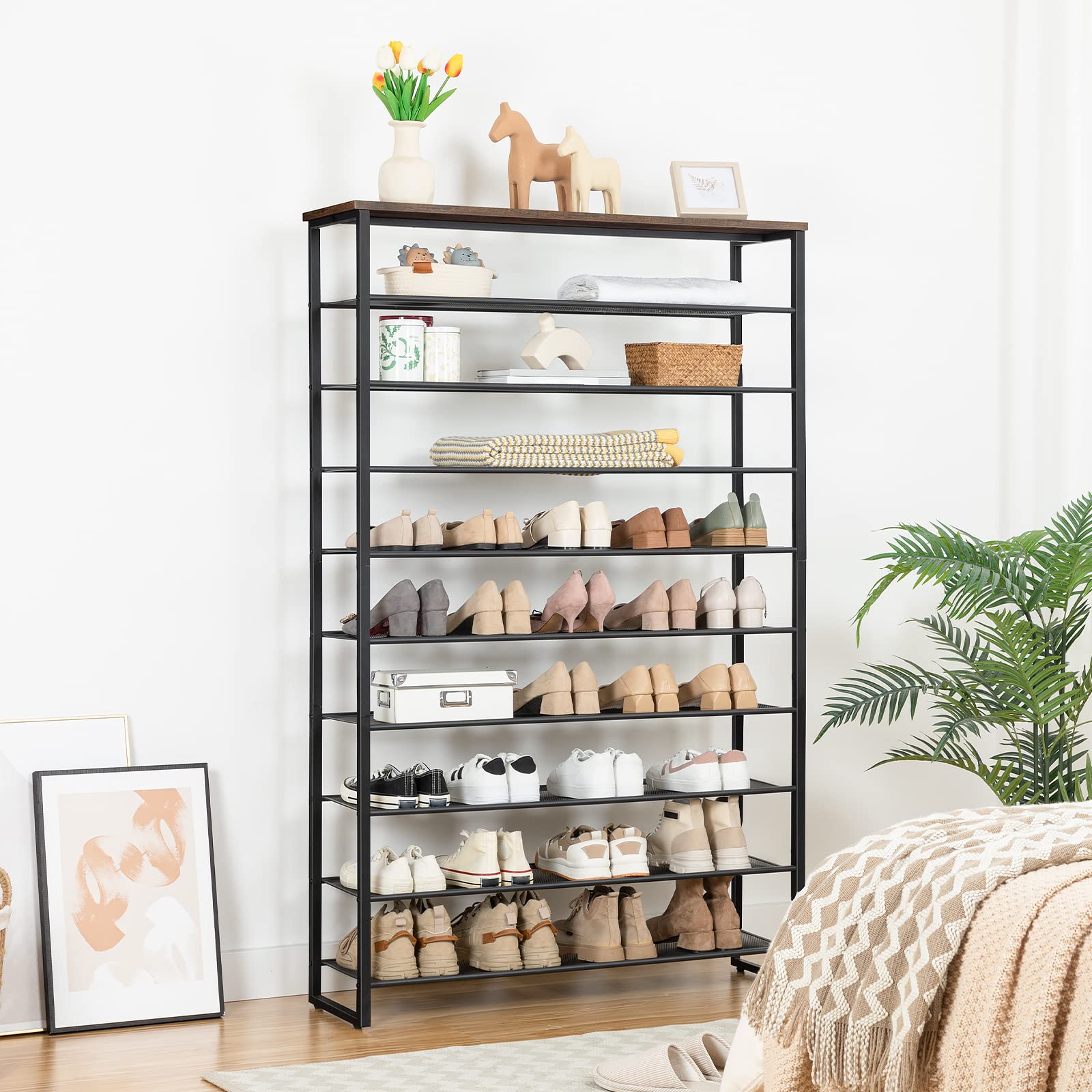 hoobro-shoe-racks-meuble-chaussures-marron-10-niveaux-50-paires image 2